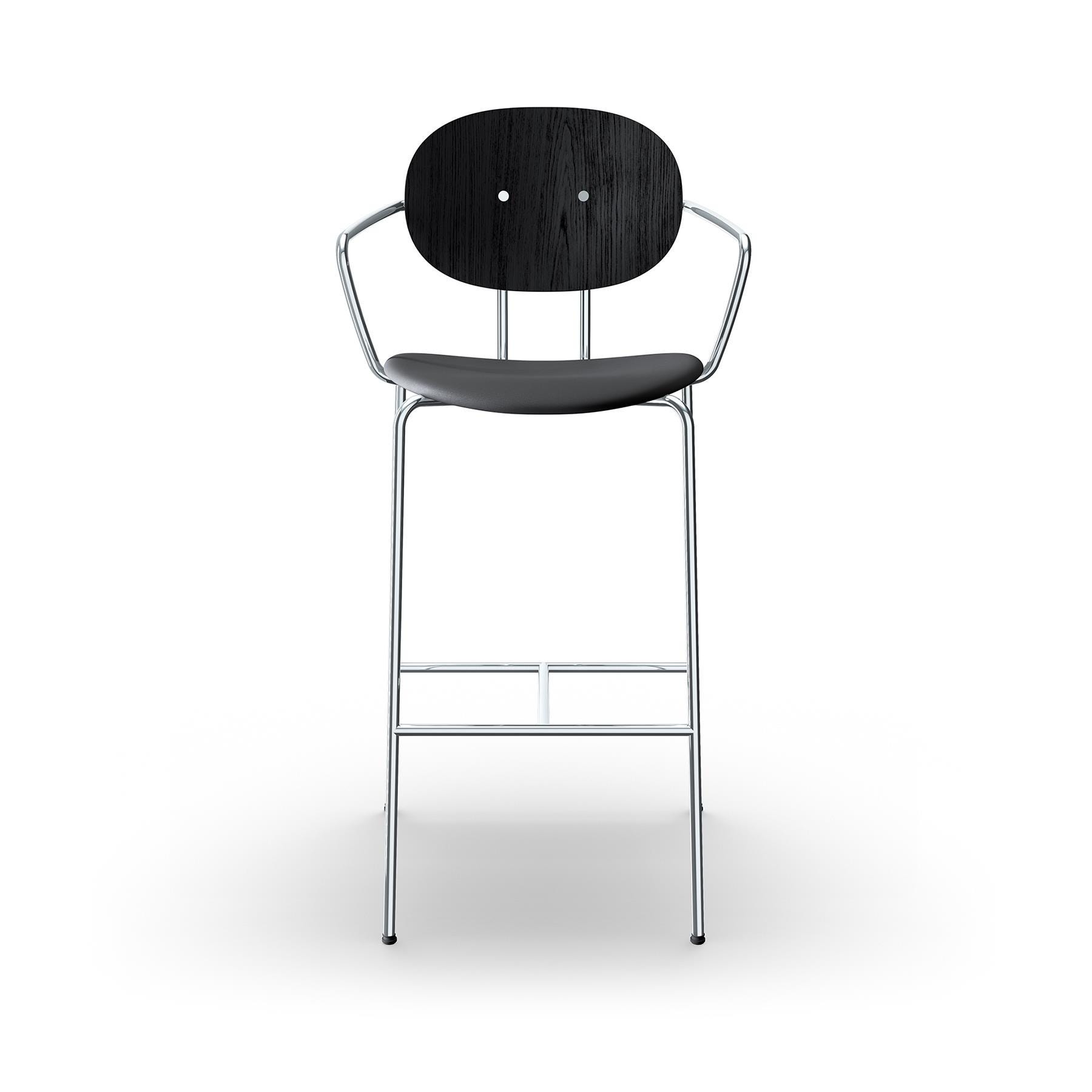 Sibast Piet Hein Bar Chair With Arms Chrome Black Oak Nevada Black Kitchen Counter Stool Designer Furniture From Holloways Of Ludlow