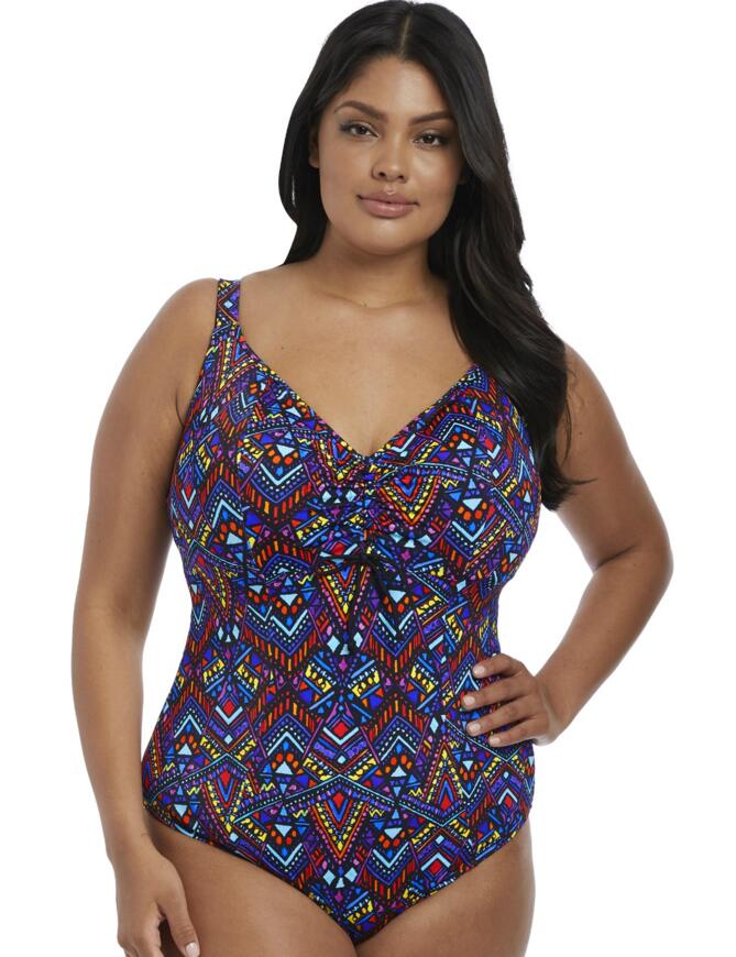 Introducing the stunning new Aztec range by Elomi! This beautiful moulded swimsuit is guaranteed to have you looking fabulous by the poolside. Featuring an adjustable neckline for an individual fit, this swimsuit is one you don't want to miss out on! The suit is finished in a beautiful Aztec pattern printed in vibrant colours! The swimsuit also features adjustable straps for a fit that suits you.  Elegant, feminine design Stunning Aztec print Adjustable neckline Adjustable straps Composition:- 83% Nylon/Polyamide &pipe; 17% Elastane RRP £79.00 Listed in UK sizes  35415-65074 7120 Moulded Swimsuit