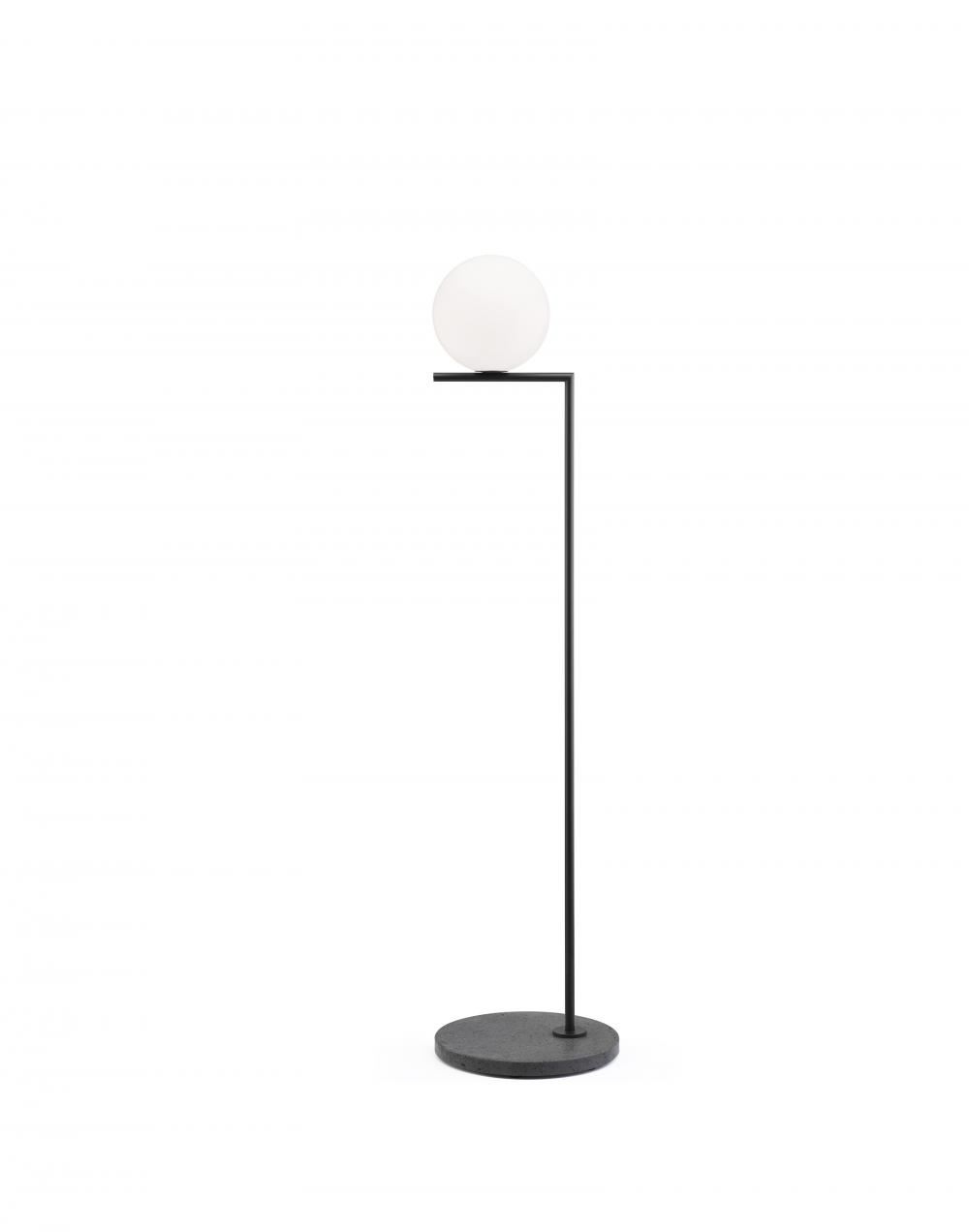 Ic Floor Light Outdoor Small Matt Black Black Lava Stone Base