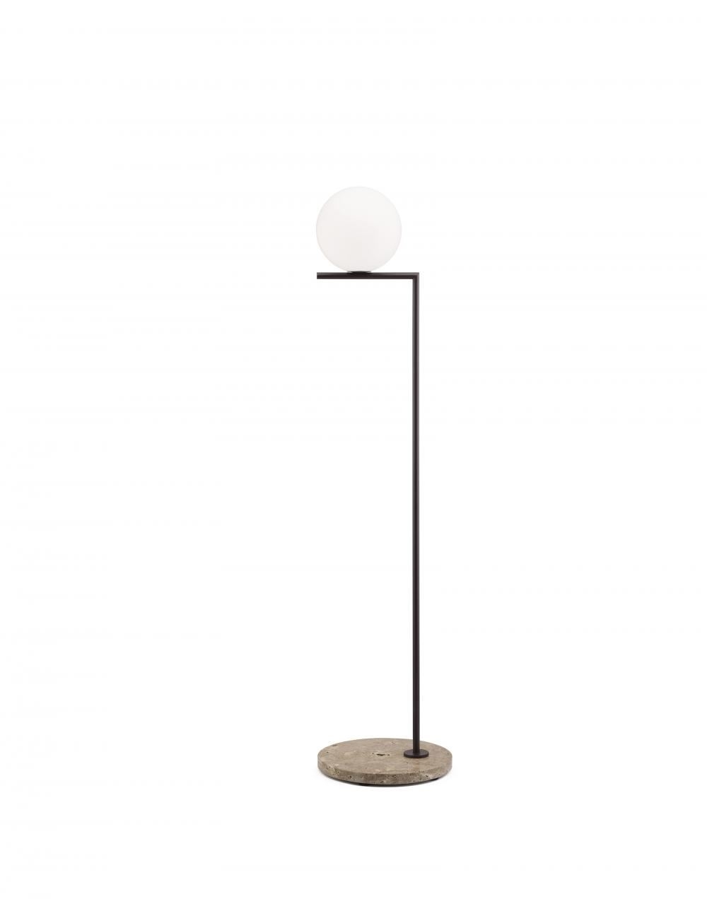 Flos Ic Floor Light Outdoor Small Deep Brown Imperial Travertine Stone Base Floor Lighting Designer Floor Lamp