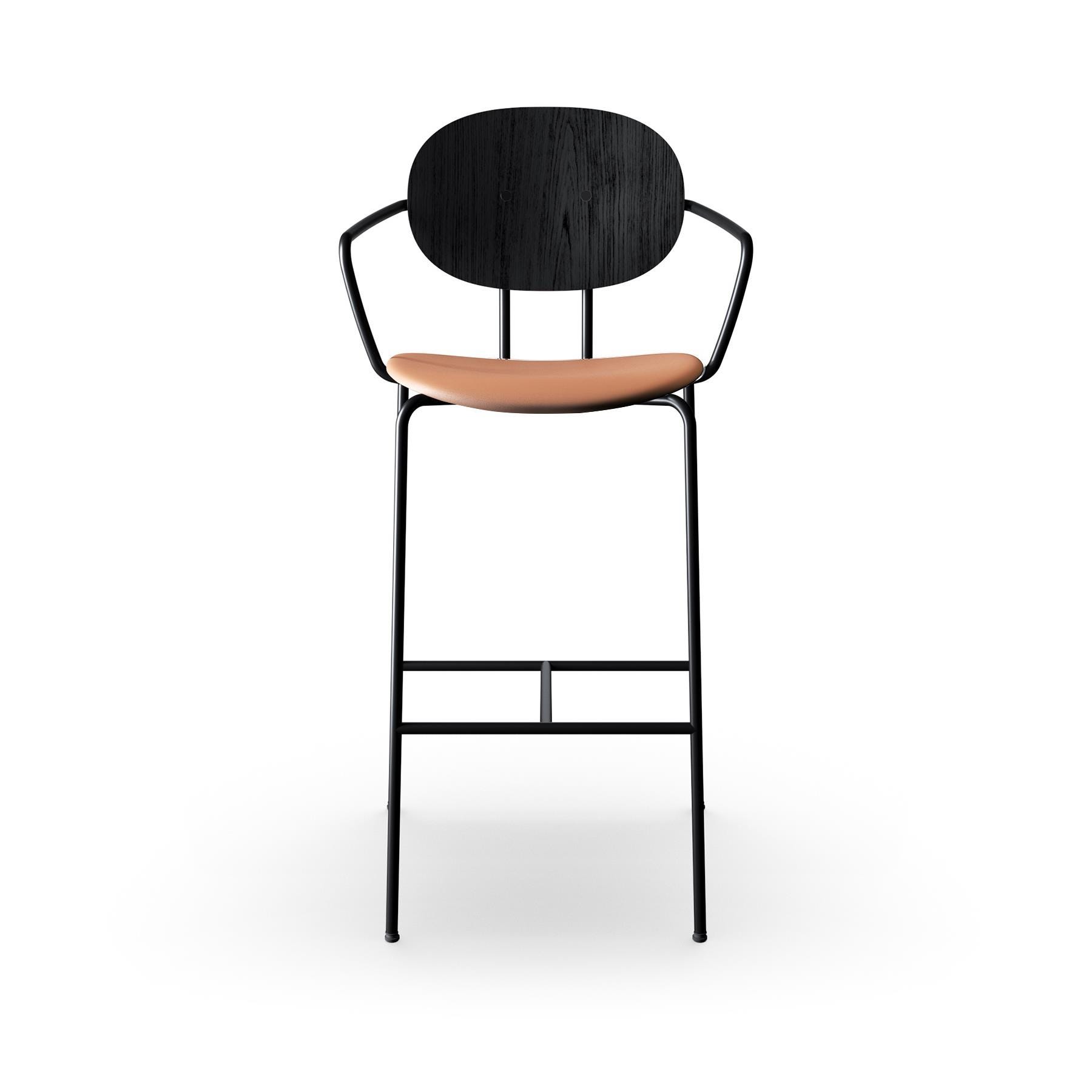 Sibast Piet Hein Bar Chair With Arms Black Steel Black Oak Silk Cognac Kitchen Counter Stool Brown Designer Furniture From Holloways Of Ludlow