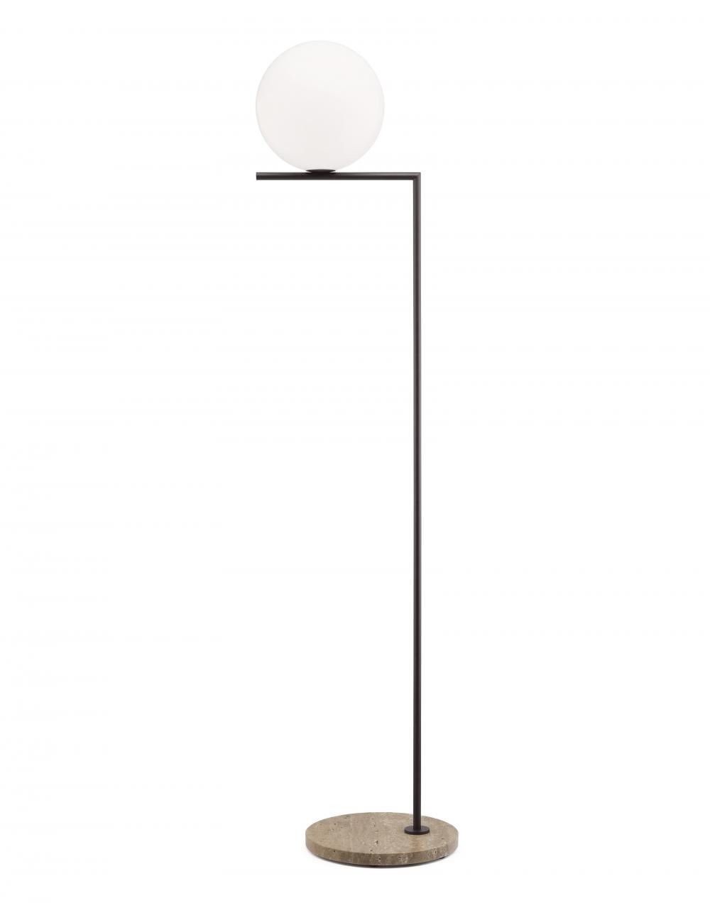 Flos Ic Floor Light Outdoor Large Deep Brown Imperial Travertine Stone Base Floor Lighting Designer Floor Lamp