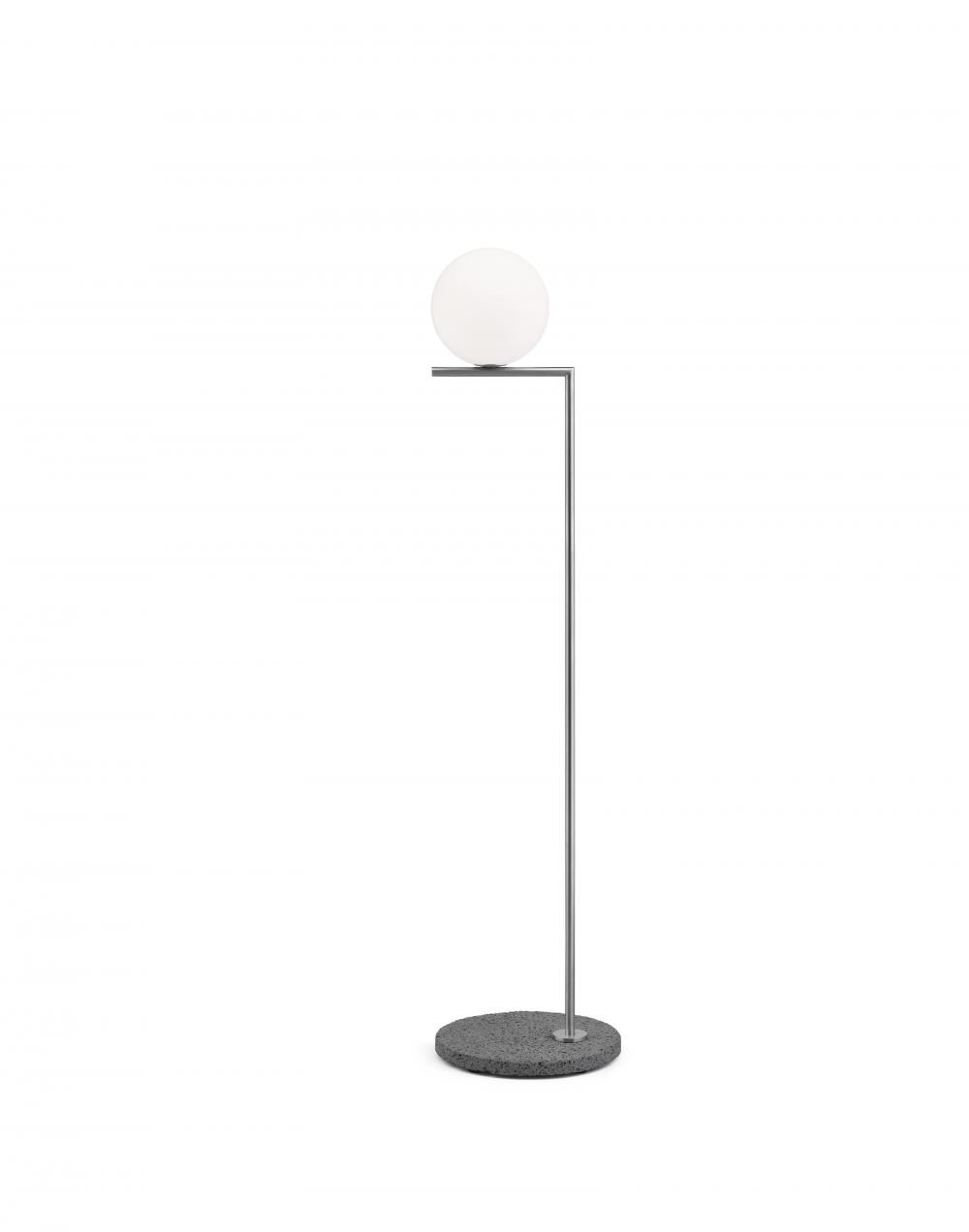 Ic Floor Light Outdoor Small Stainless Steel Occhio Di Pernice Stone Base
