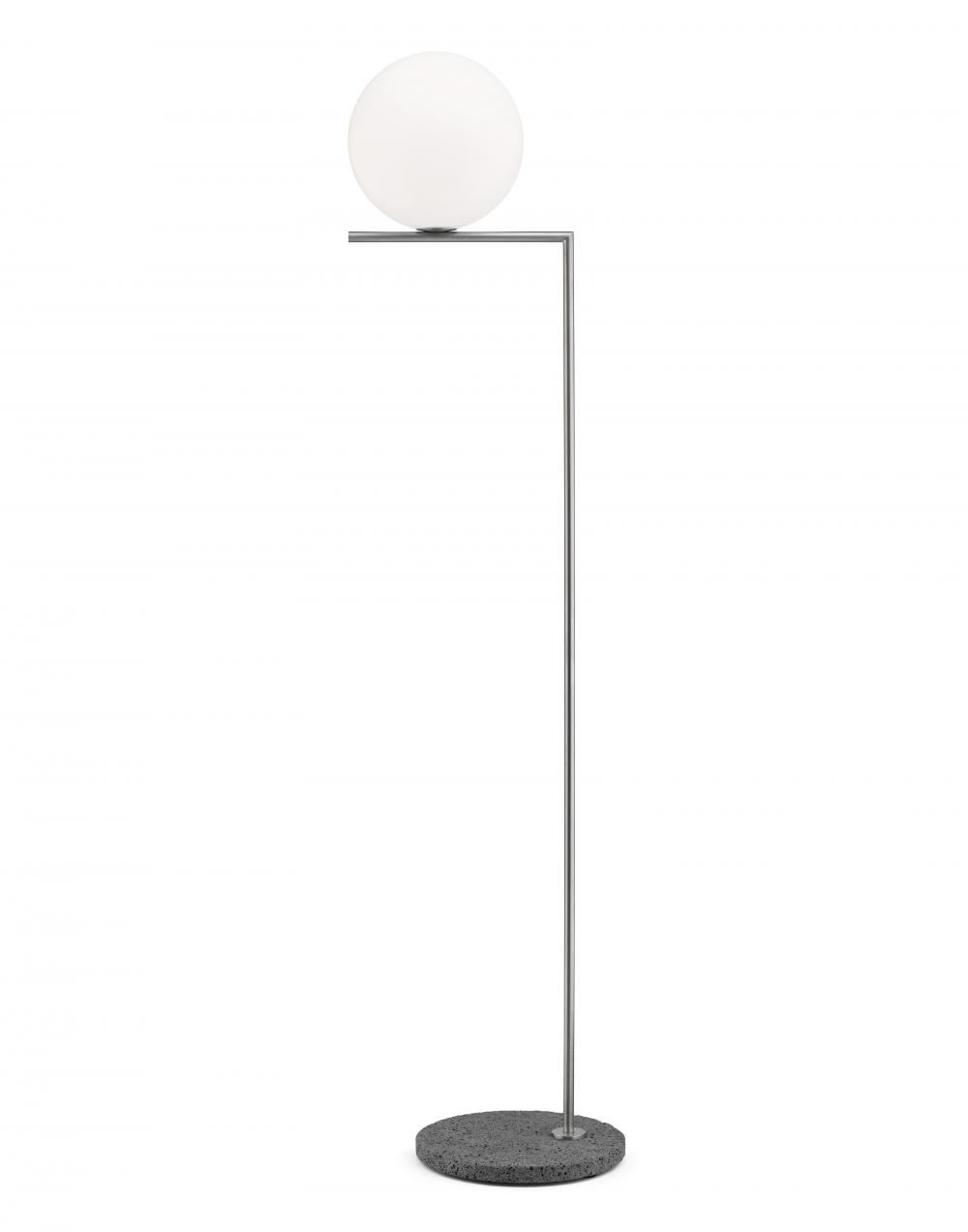 Ic Floor Light Outdoor Large Stainless Steel Occhio Di Pernice Stone Base