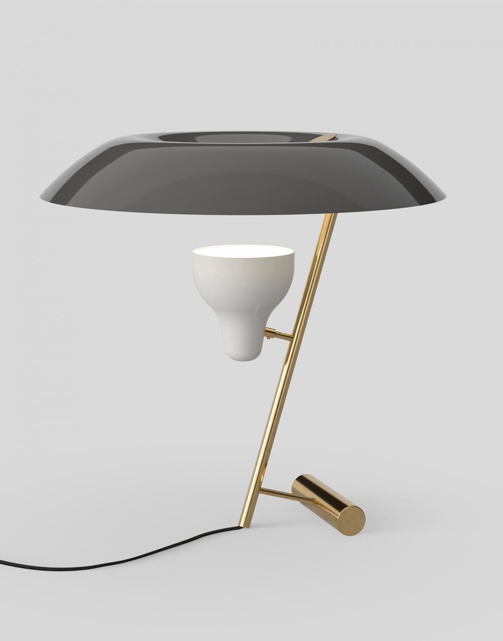 Model 548 Table Light Polished Brass Grey Diffuser