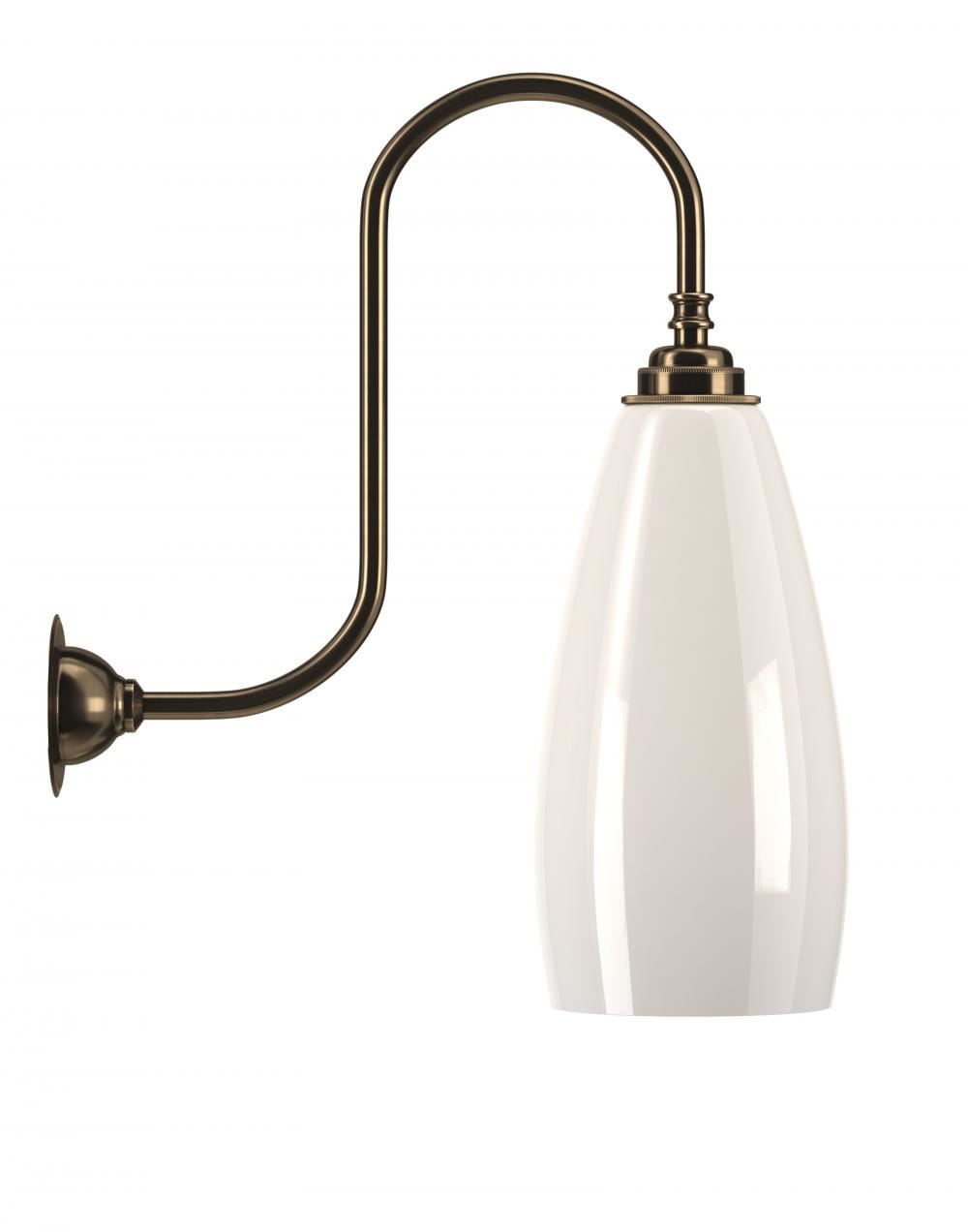 Upton Swan Neck Wall Light Medium White Antique Brass