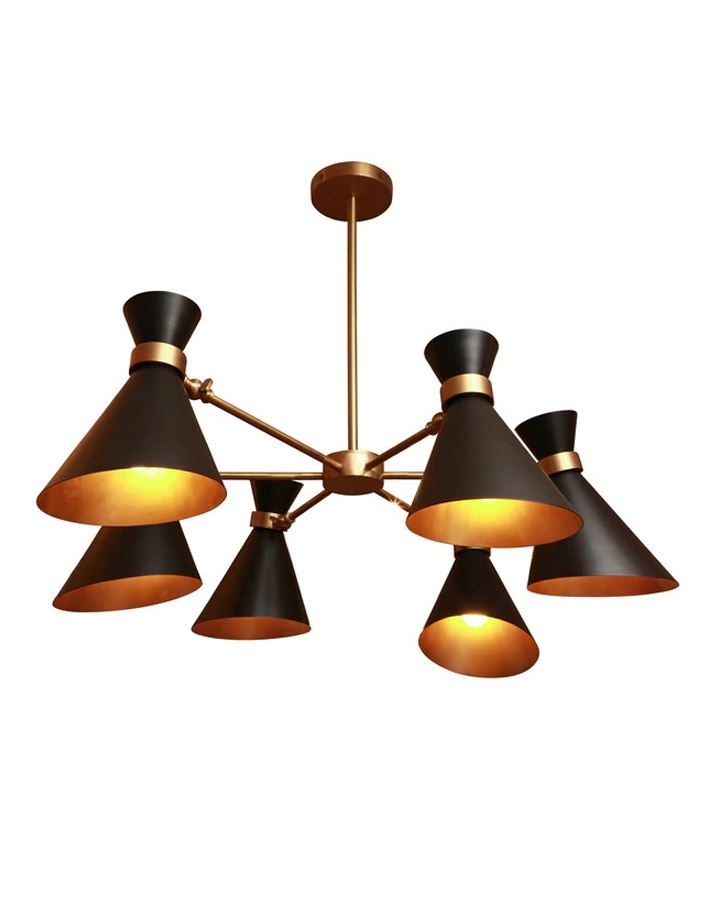 Peggy 6 Arm Chandelier Black