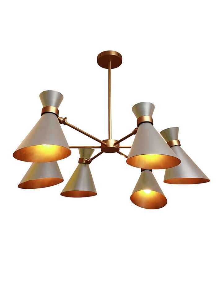 Peggy 6 Arm Chandelier Grey