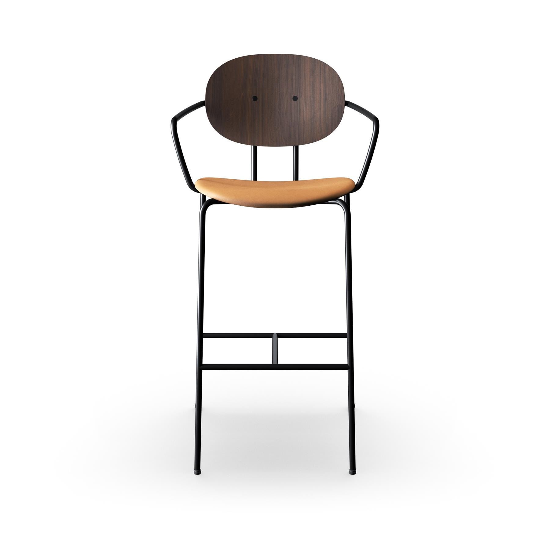 Sibast Piet Hein Bar Chair With Arms Black Steel Walnut Dunes Cognac Leather High Bar Stool Brown Designer Furniture From Holloways Of Ludlow