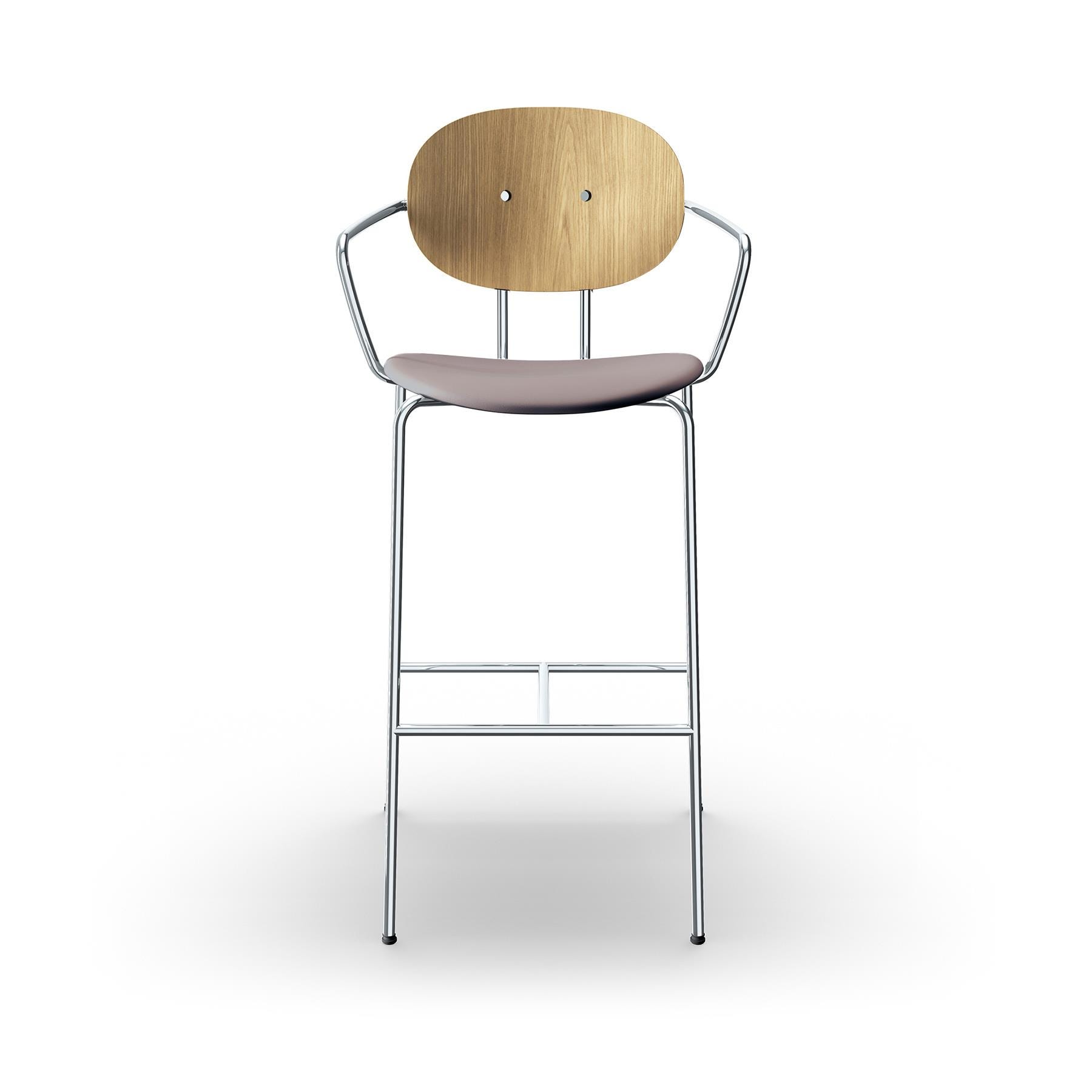 Sibast Piet Hein Bar Chair With Arms Chrome White Oiled Oak Silk Light Grey Kitchen Counter Stool Grey Designer Furniture From Holloways Of Ludlo