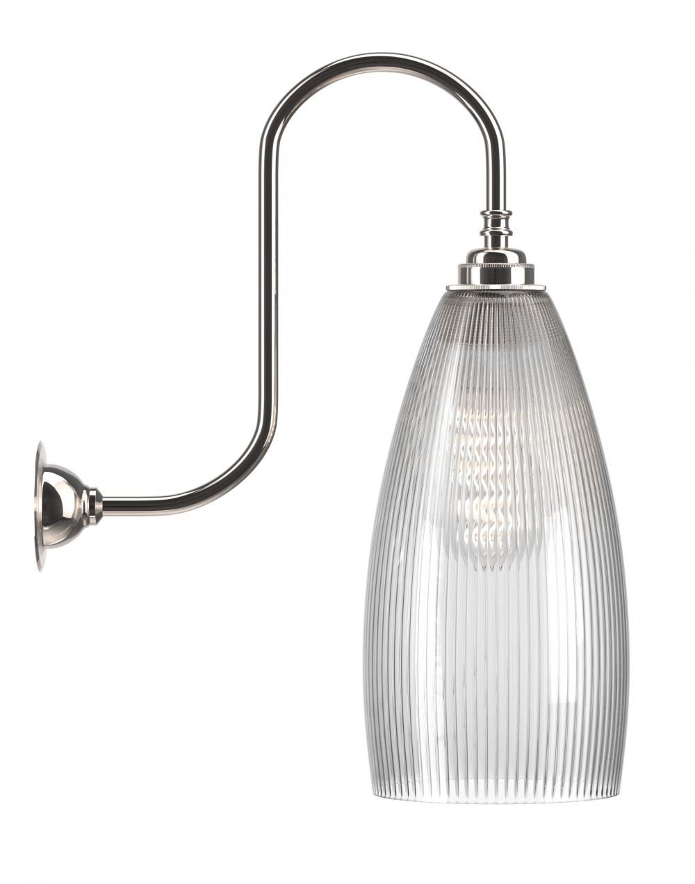 Upton Swan Neck Wall Light Large Skinny Ribbed Nickel