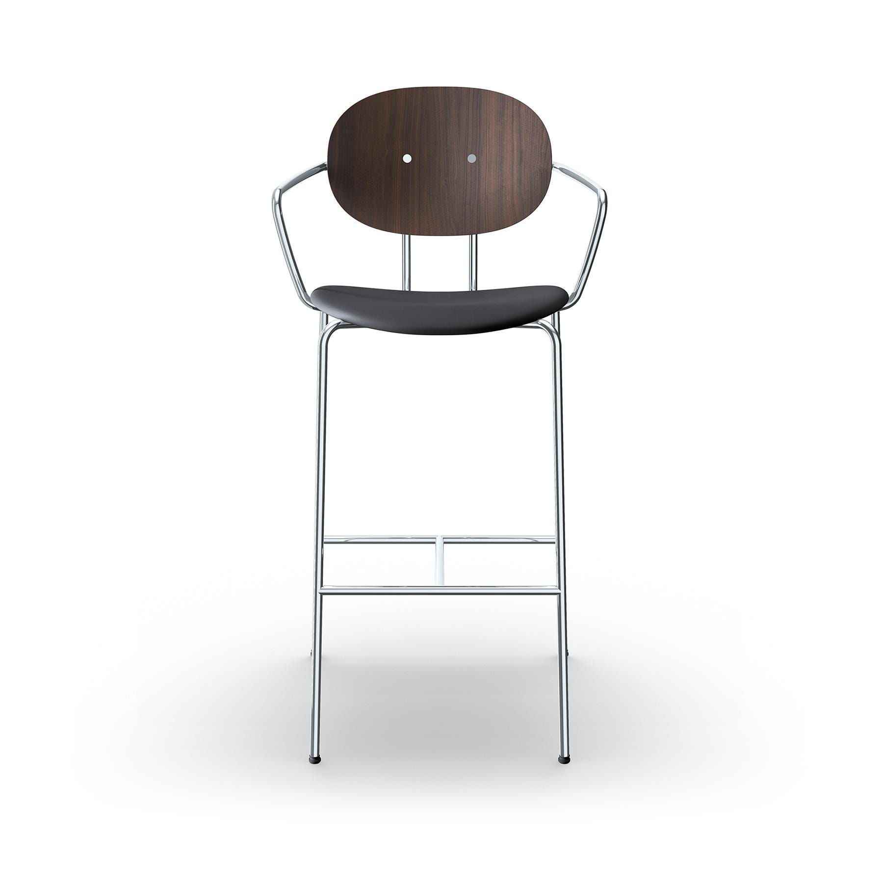 Sibast Piet Hein Bar Chair With Arms Chrome Walnut Dunes Anthracite Leather Kitchen Counter Stool Black Designer Furniture From Holloways Of Ludl