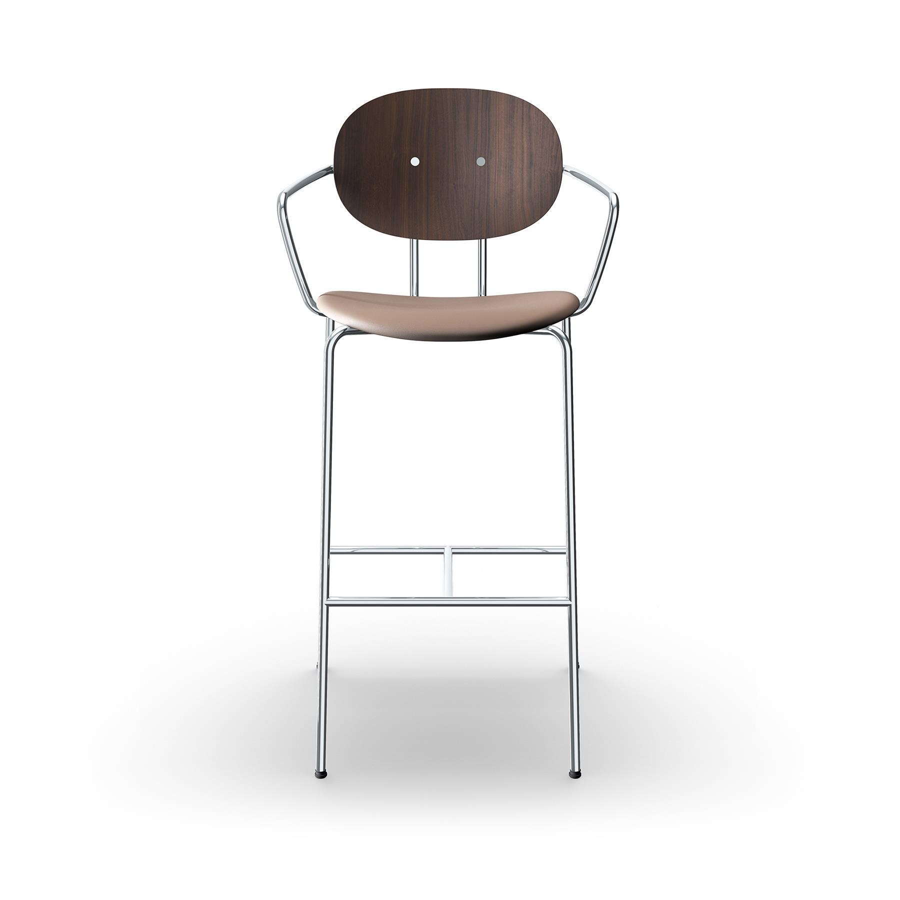 Sibast Piet Hein Bar Chair With Arms Chrome Walnut Silk Nougat Kitchen Counter Stool Grey Designer Furniture From Holloways Of Ludlow