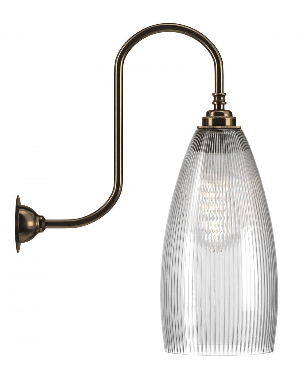 Upton Swan Neck Wall Light Large Skinny Ribbed Antique Brass