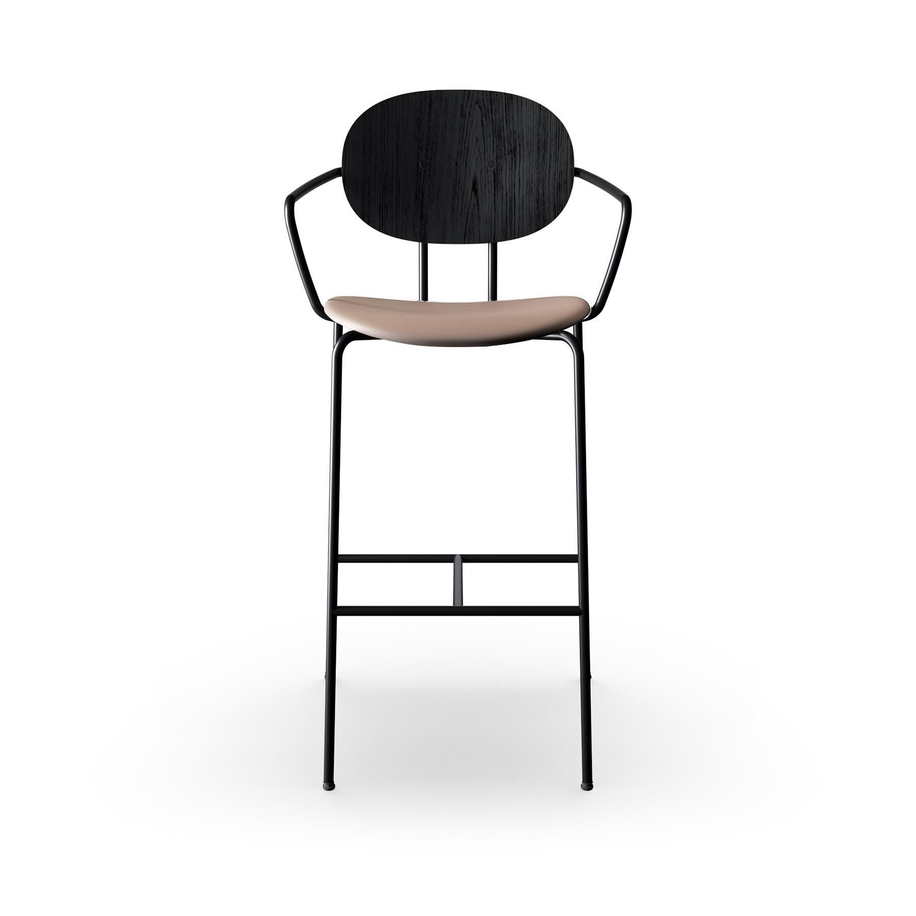 Sibast Piet Hein Bar Chair With Arms Black Steel Black Oak Silk Nougat High Bar Stool Grey Designer Furniture From Holloways Of Ludlow