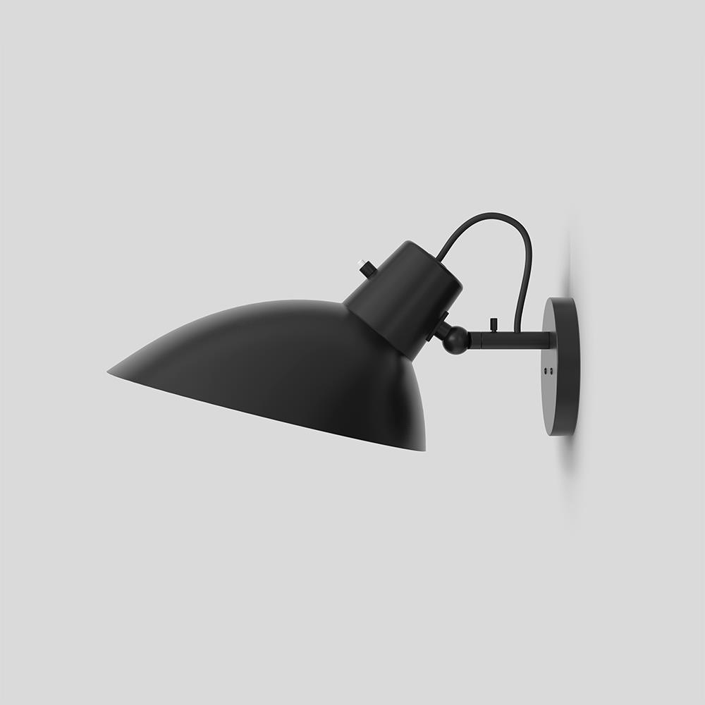 Vv Cinquanta Wall Light Black Mount Black Relector With Switch