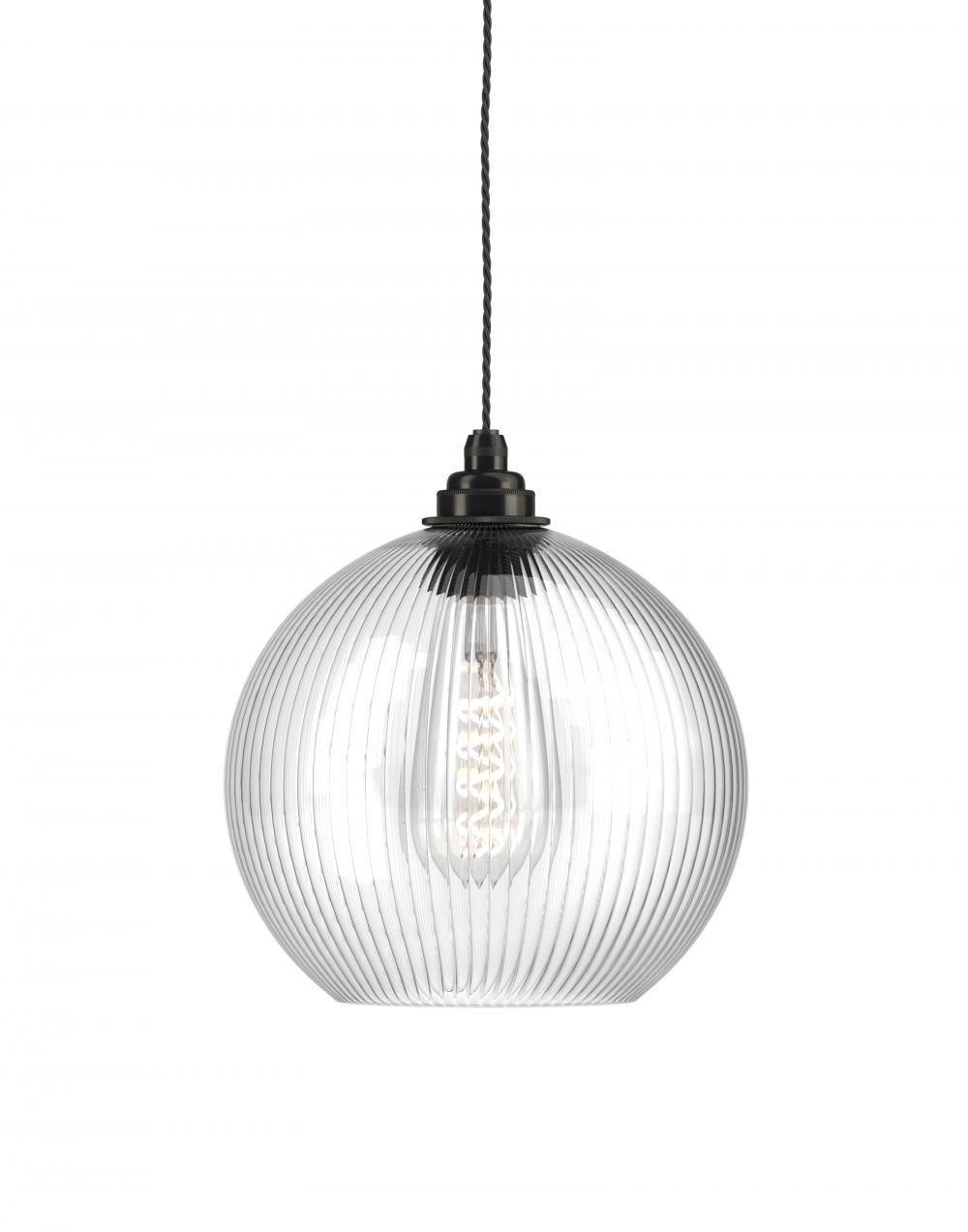 Fritz Fryer Hereford Pendant Large Skinny Ribbed Bronze Clear Designer Pendant Lighting