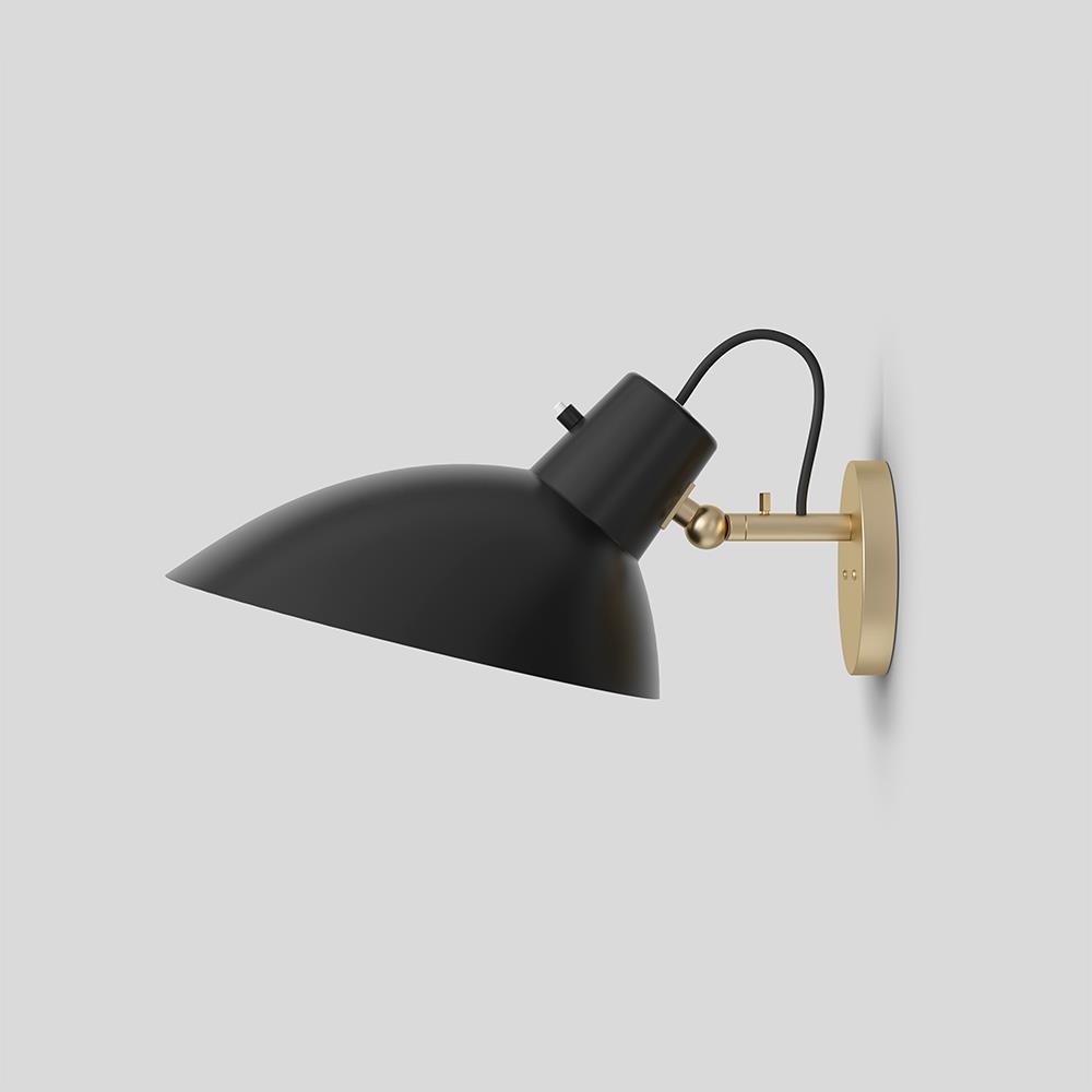 Vv Cinquanta Wall Light Brass Mount Black Reflector With Switch