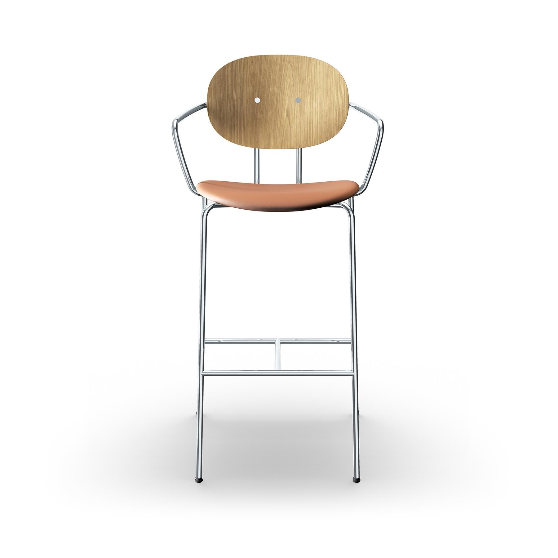 Sibast Piet Hein Bar Chair With Arms Chrome White Oiled Oak Silk Cognac High Bar Stool Brown Designer Furniture From Holloways Of Ludlow