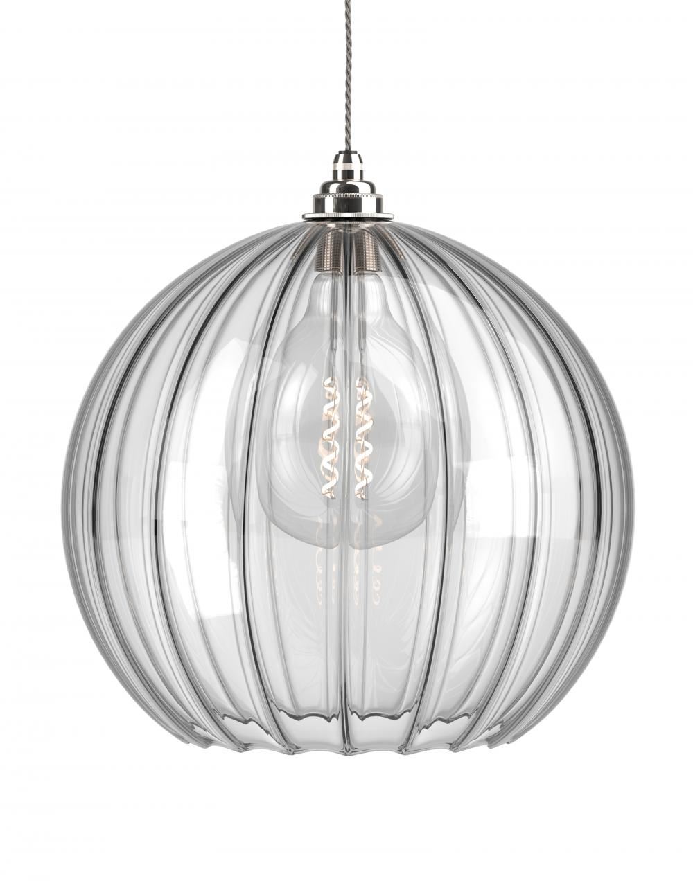 Fritz Fryer Hereford Pendant Xl Ribbed Nickel Clear Designer Pendant Lighting