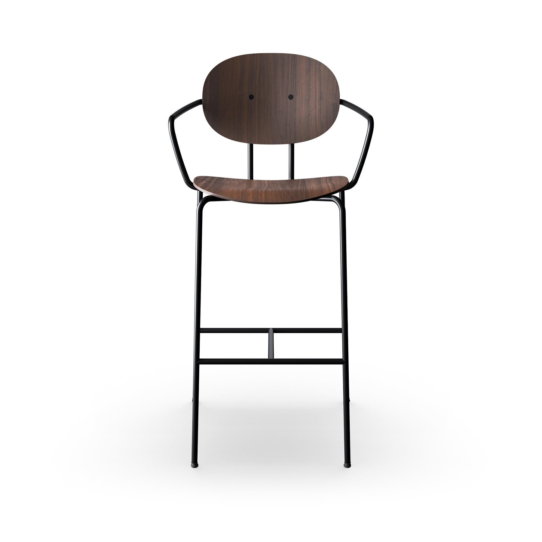 Sibast Piet Hein Bar Chair With Arms Black Steel Walnut Walnut Kitchen Counter Stool Designer Furniture From Holloways Of Ludlow