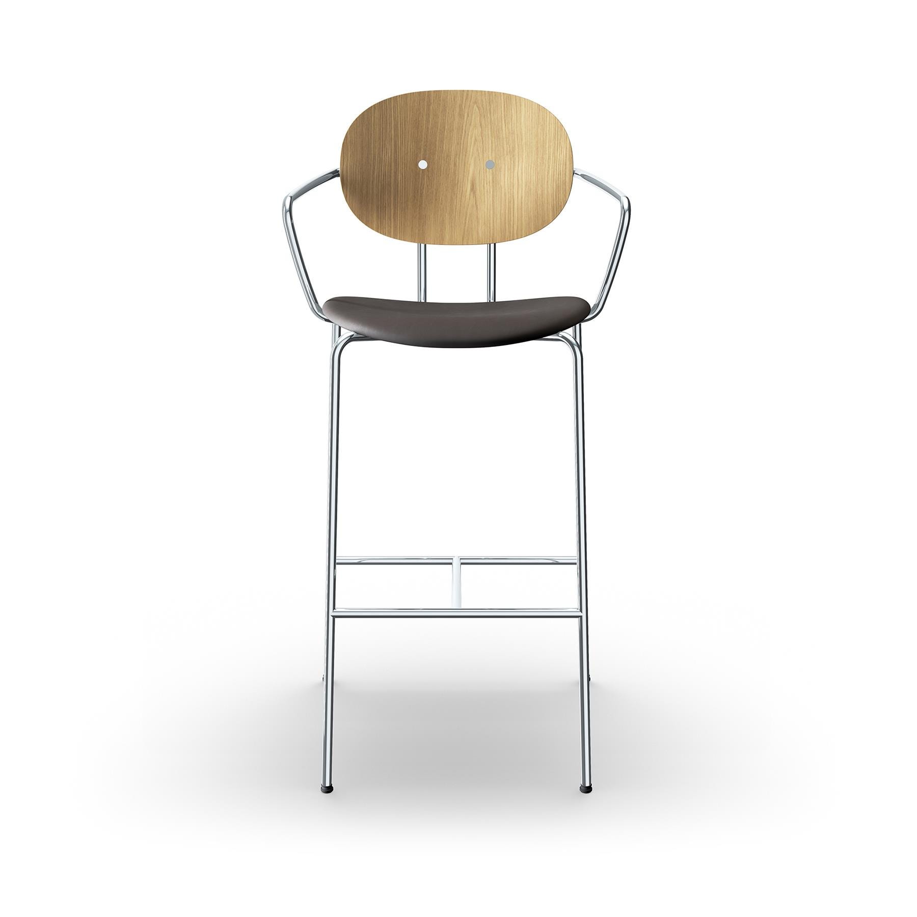 Sibast Piet Hein Bar Chair With Arms Chrome White Oiled Oak Dunes Dark Brown Leather Kitchen Counter Stool Designer Furniture From Holloways Of L