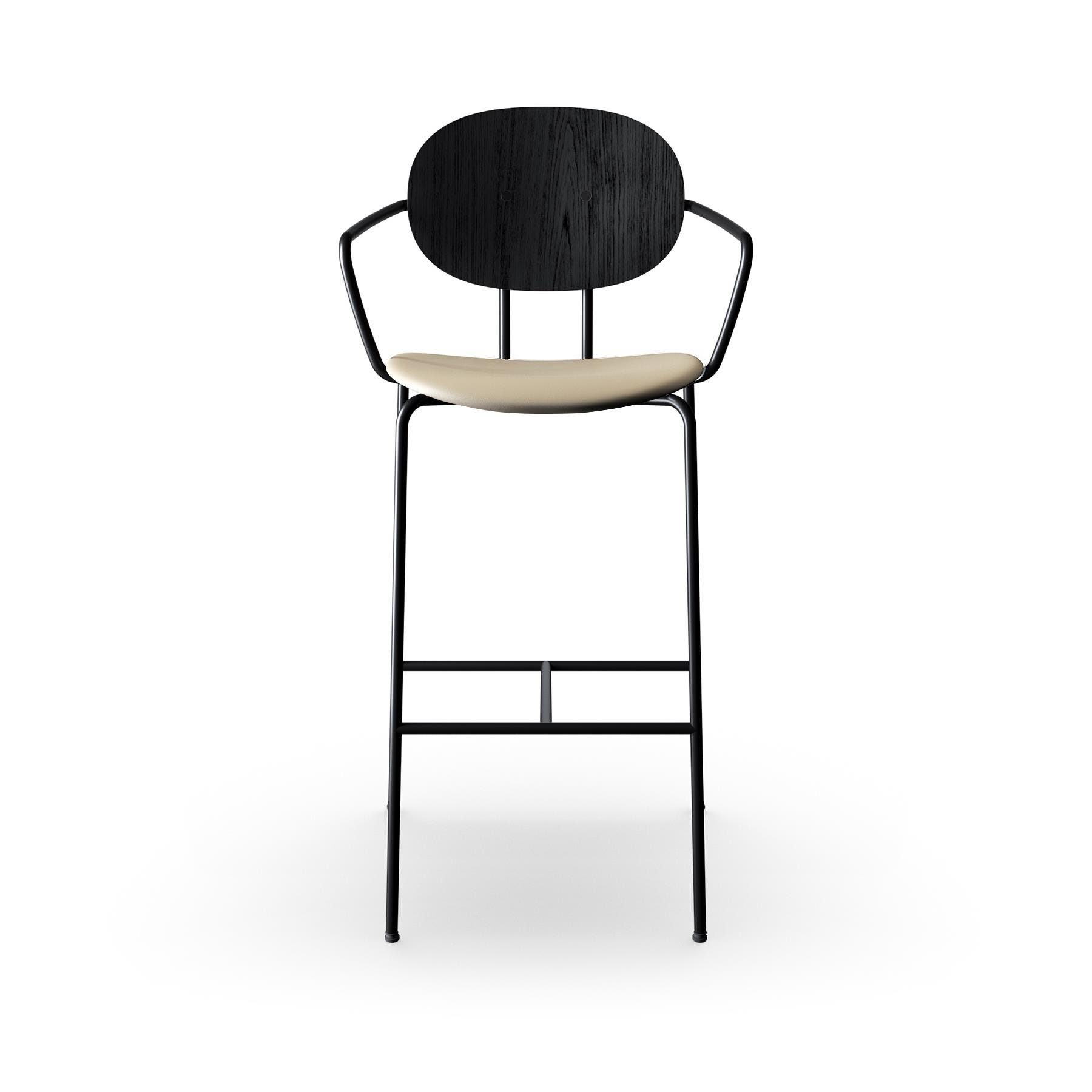 Sibast Piet Hein Bar Chair With Arms Black Steel Black Oak Silk Stone High Bar Stool Grey Designer Furniture From Holloways Of Ludlow