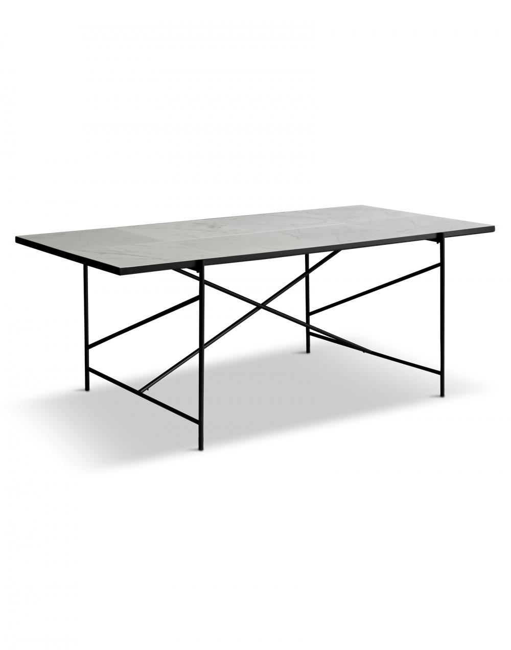 Dining Table 185 Black Frame White Marble