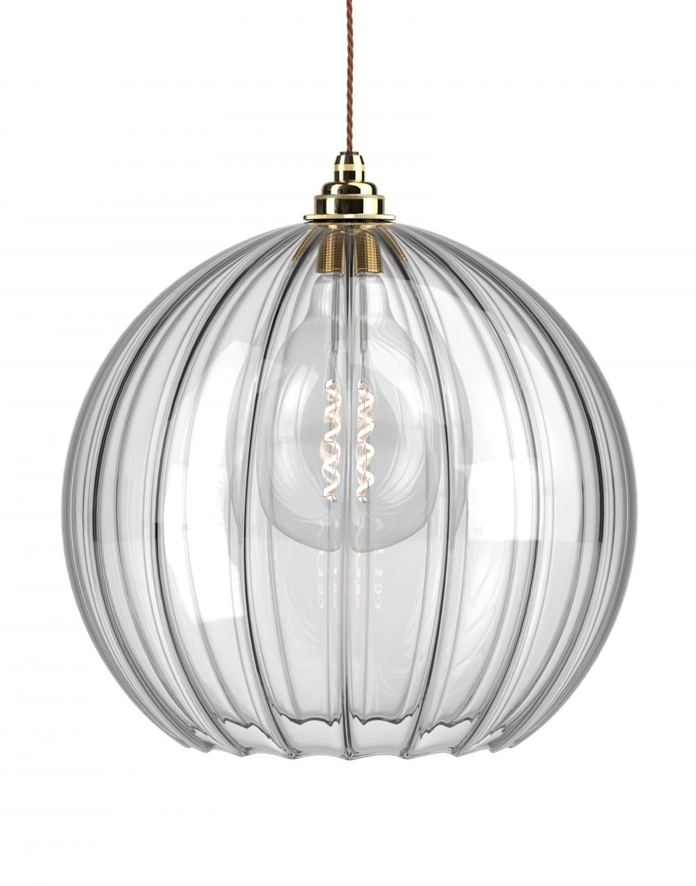 Fritz Fryer Hereford Pendant Xl Ribbed Polished Brass Clear Designer Pendant Lighting