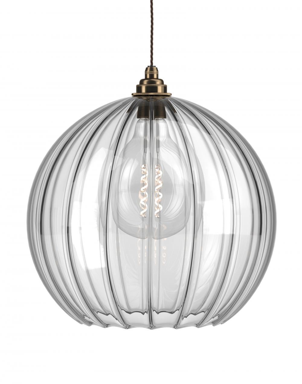 Fritz Fryer Hereford Pendant Xl Ribbed Antique Brass Clear Designer Pendant Lighting