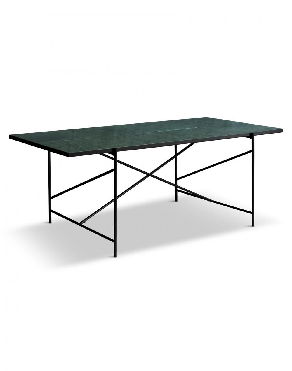 Dining Table 185 Black Frame Green Marble