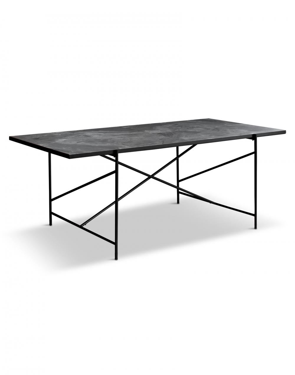 Dining Table 185 Black Frame Grey Marble