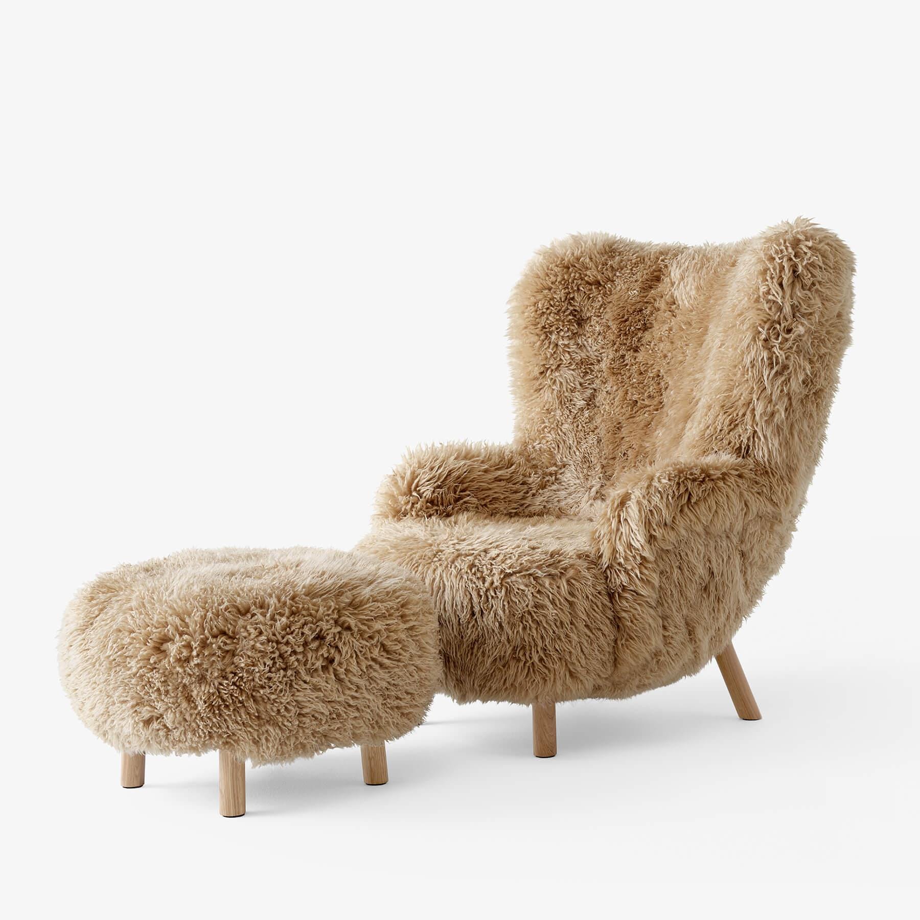 Tradition Vb3 Petra Lounge Chair Oiled Oak Sheepskin Honey With Footstool Designer Furniture From Holloways Of Ludlow