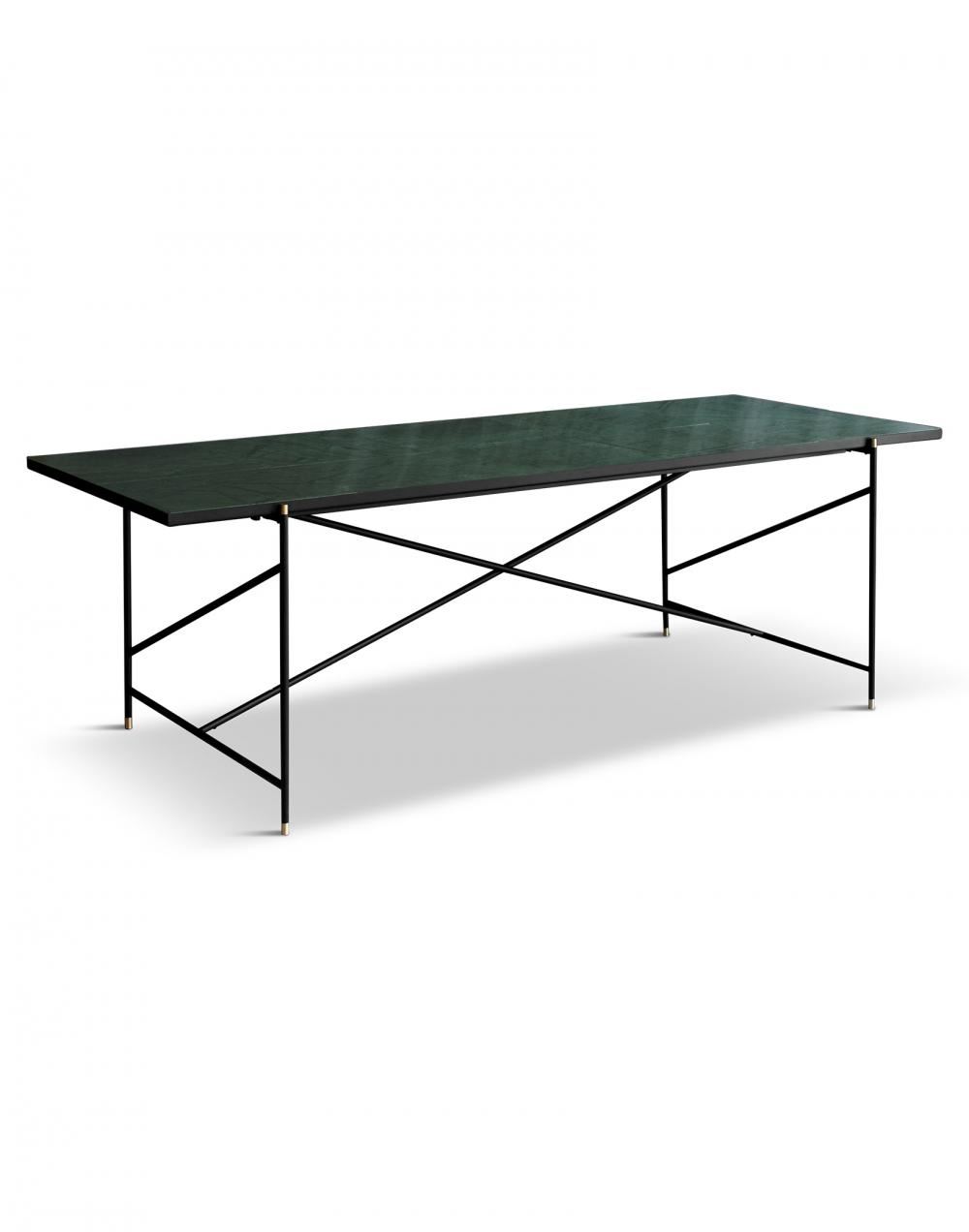 Dining Table 230 Black Brass Frame Green Marble