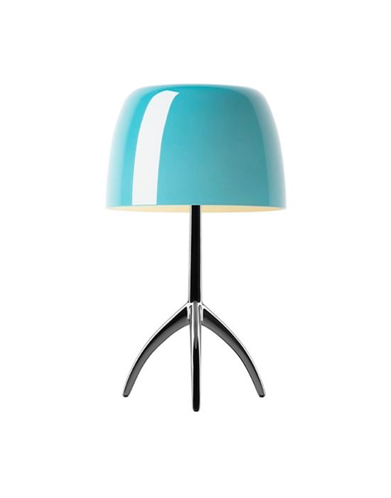 Lumiere 05 Table Light Large Turquoise Shade Black Chrome No Dimmer