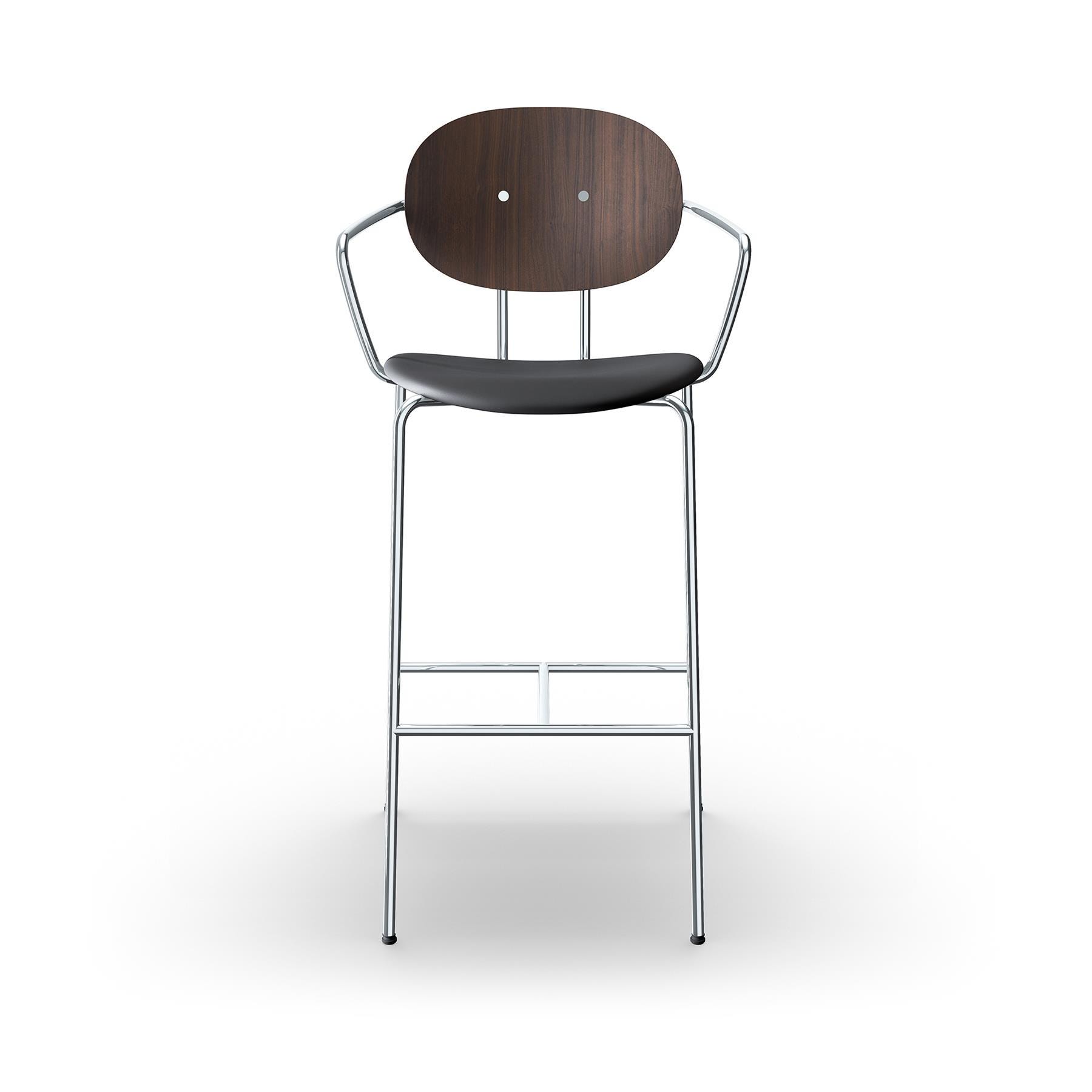 Sibast Piet Hein Bar Chair With Arms Chrome Walnut Ultra Black Brown High Bar Stool Brown Designer Furniture From Holloways Of Ludlow