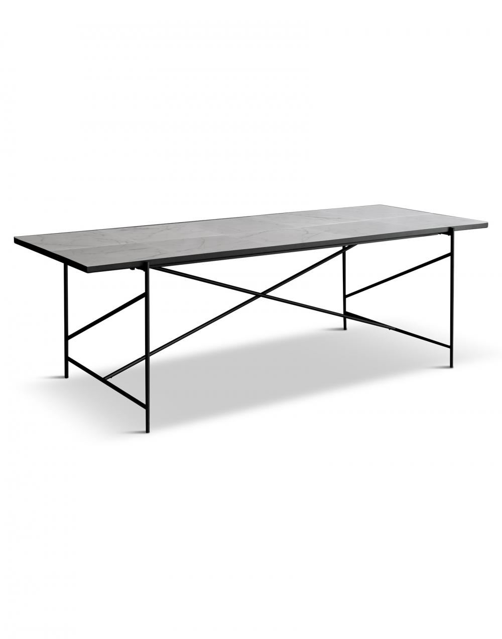 Dining Table 230 Black Frame White Marble