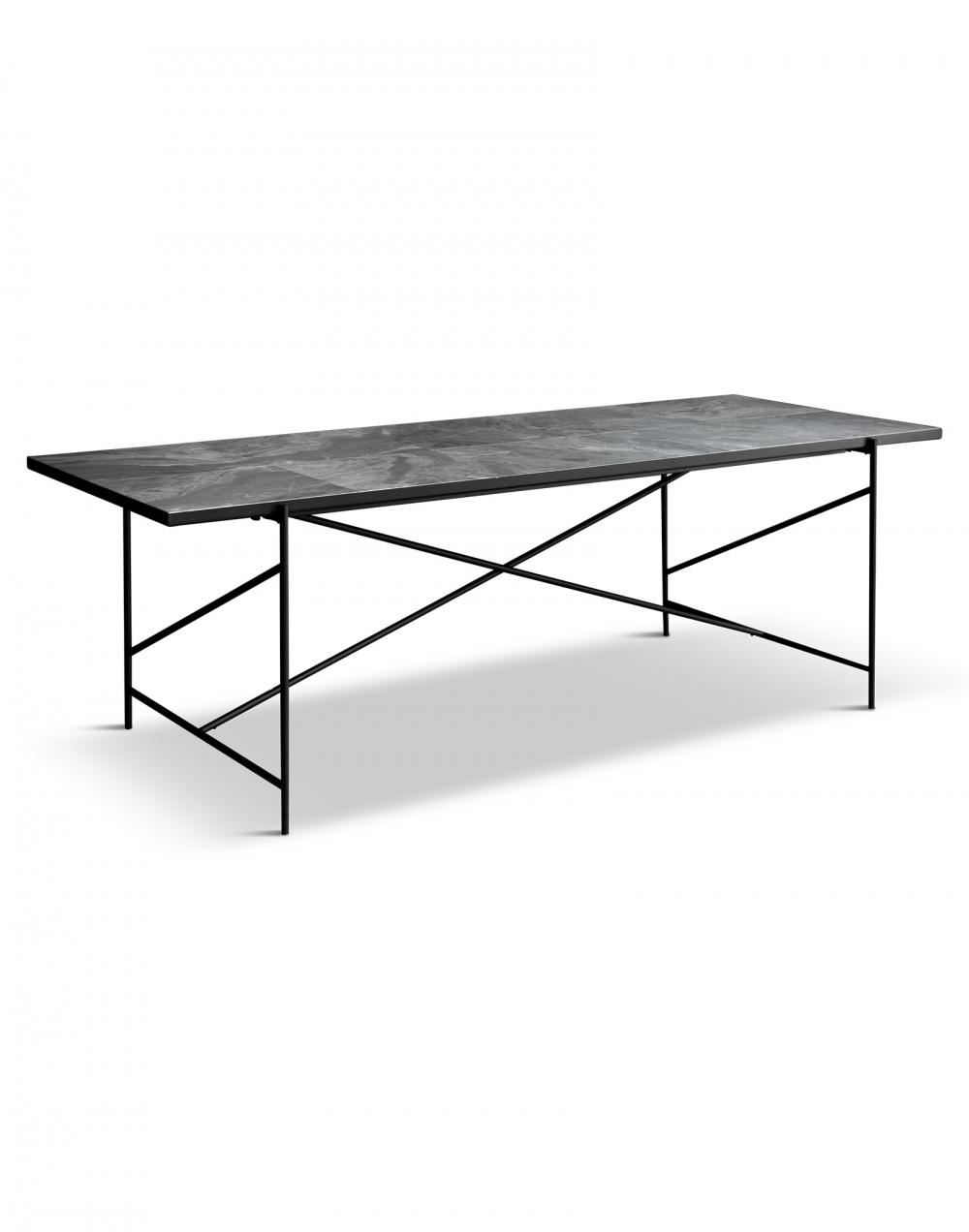Dining Table 230 Black Frame Grey Marble
