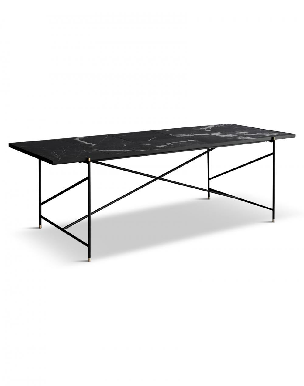 Dining Table 230 Black Brass Frame Black Marble