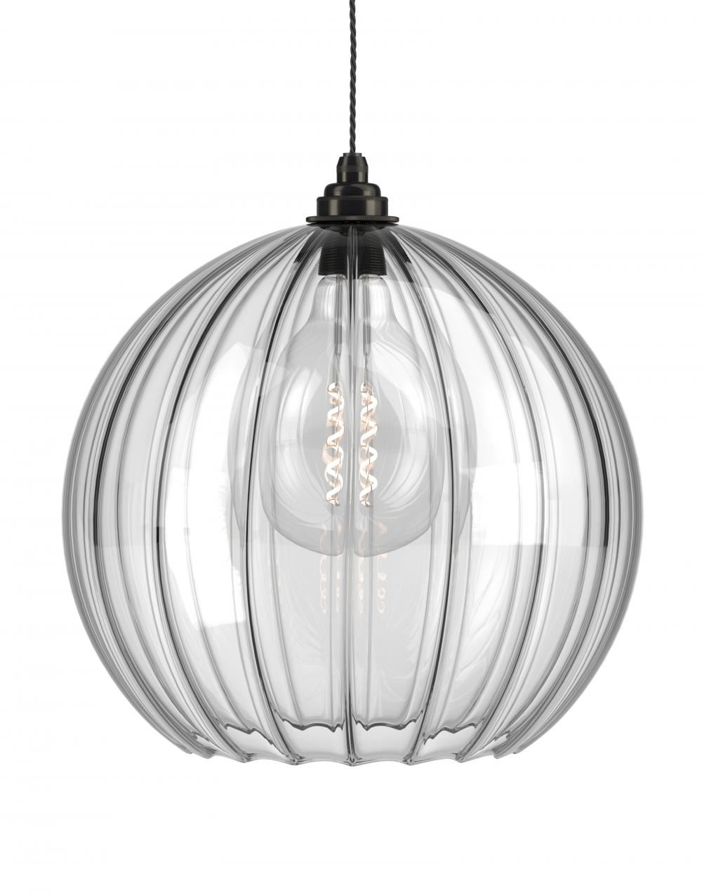 Fritz Fryer Hereford Pendant Xl Ribbed Bronze Clear Designer Pendant Lighting