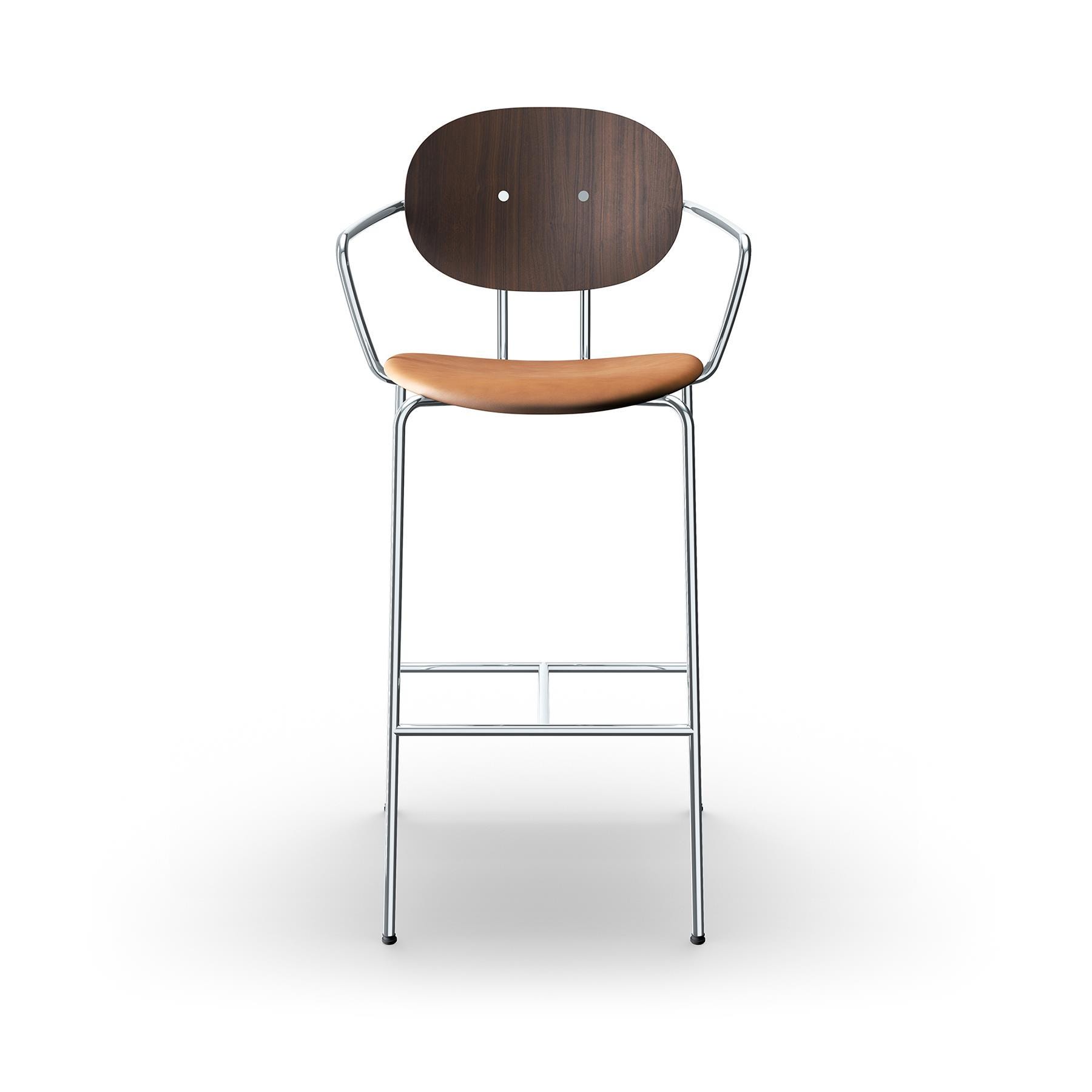 Sibast Piet Hein Bar Chair With Arms Chrome Walnut Ultra Brandy Kitchen Counter Stool Brown Designer Furniture From Holloways Of Ludlow