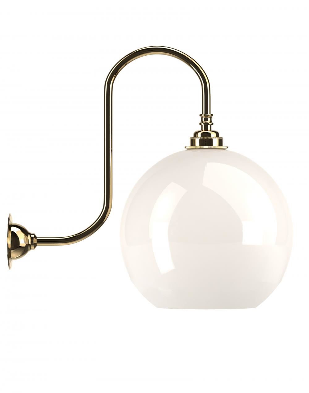 Hereford Swan Neck Wall Light Large White Polished Brass