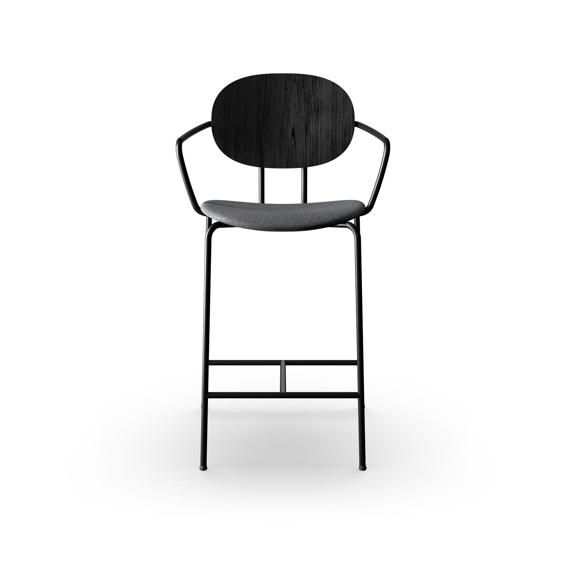 Sibast Piet Hein Bar Chair With Arms Black Steel Black Oak Hallingdal 180 Kitchen Counter Stool Designer Furniture From Holloways Of Ludlow