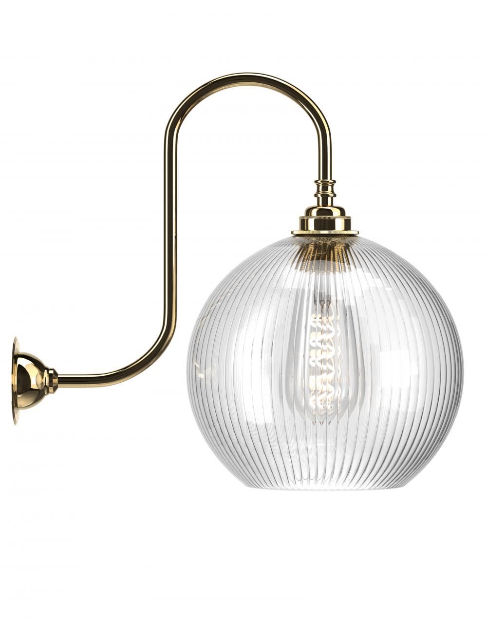 Hereford Swan Neck Wall Light Large Skinny Ribbed Polished Brass