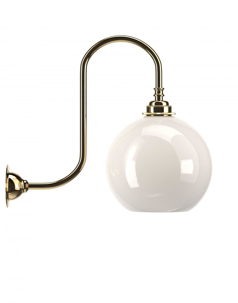 Hereford Swan Neck Wall Light Medium White Polished Brass