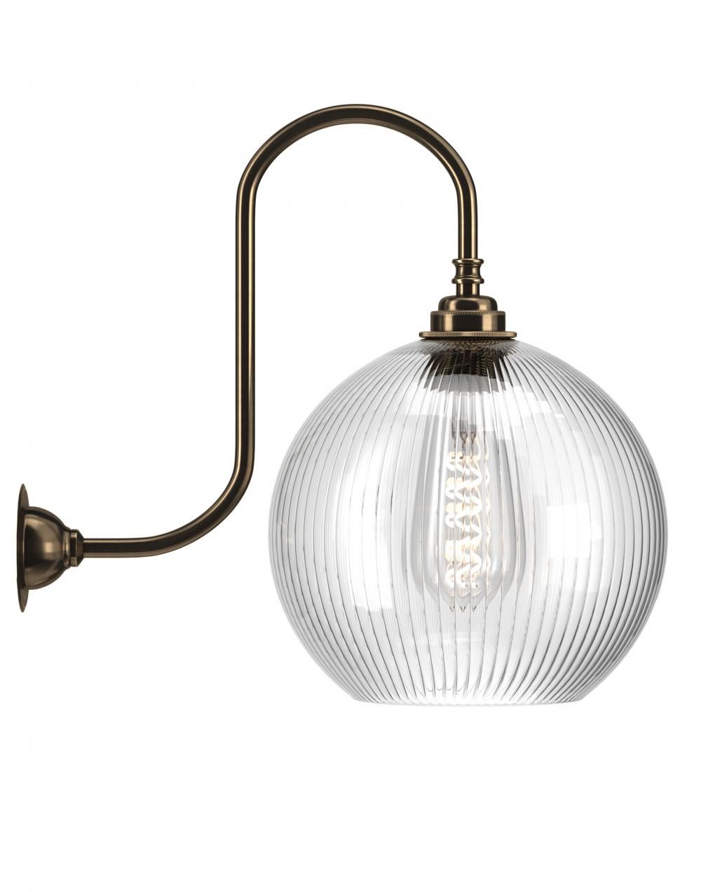 Hereford Swan Neck Wall Light Large Skinny Ribbed Antique Brass