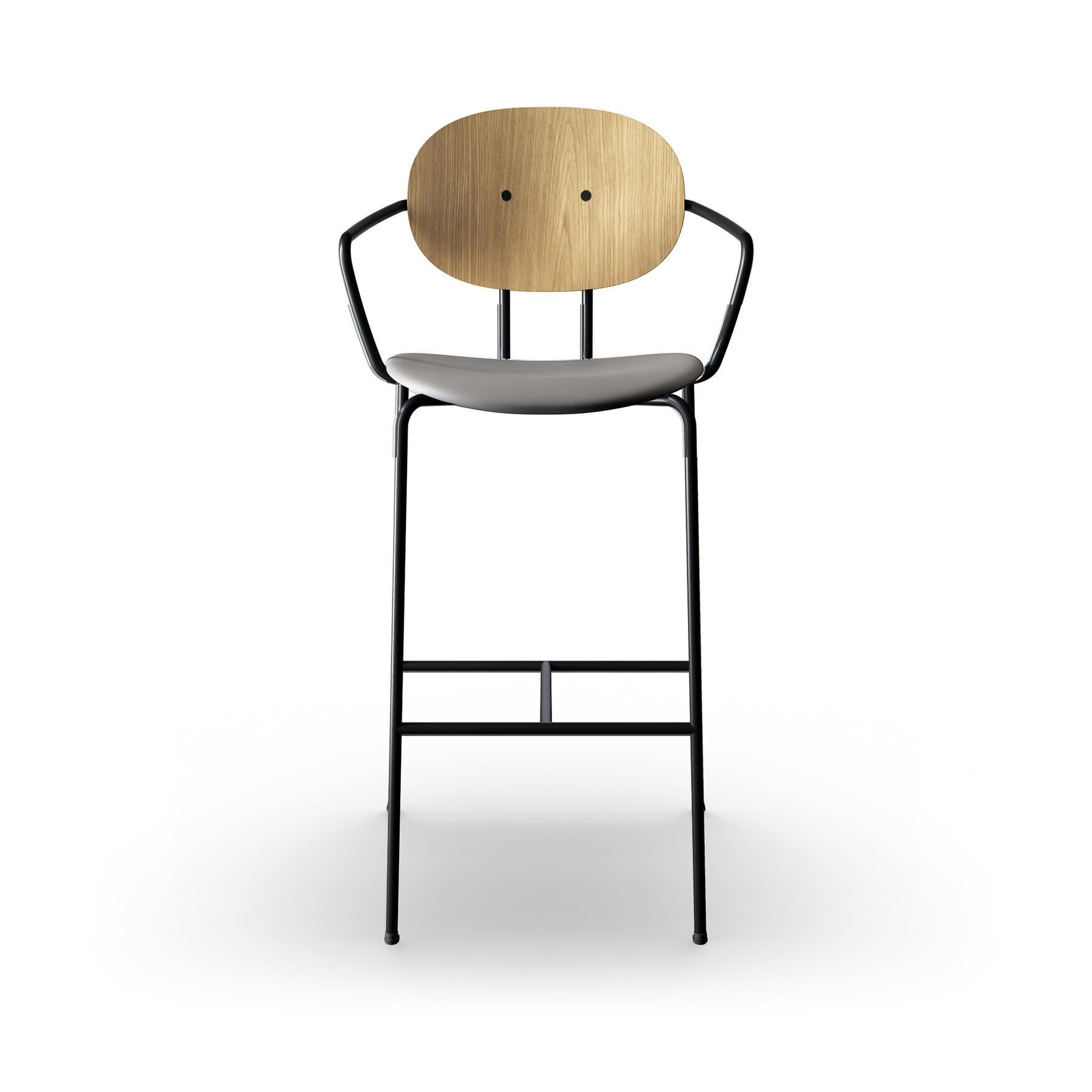 Sibast Piet Hein Bar Chair With Arms Black Steel White Oiled Oak Ultra Grey High Bar Stool Grey Designer Furniture From Holloways Of Ludlow