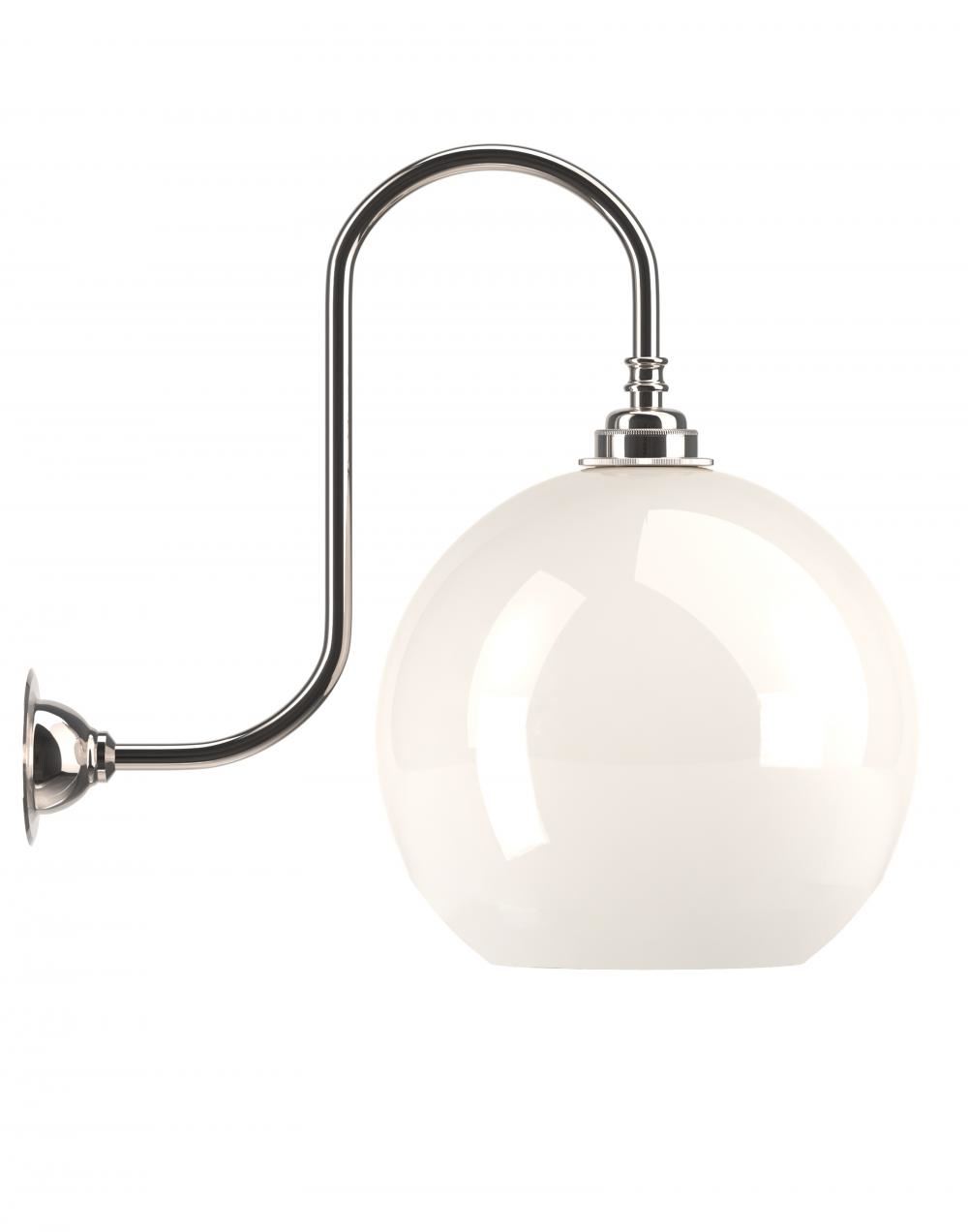 Hereford Swan Neck Wall Light Large White Nickel