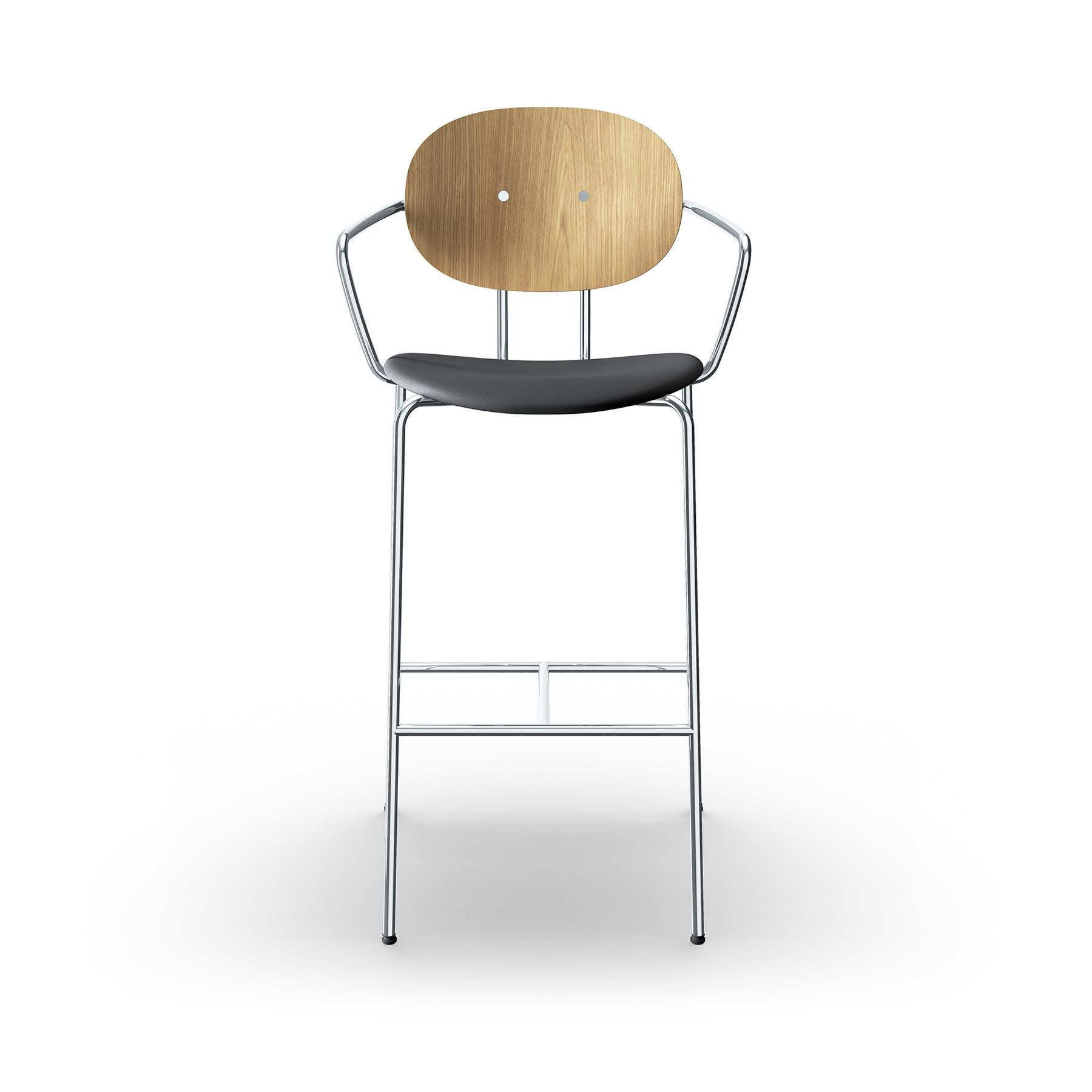 Sibast Piet Hein Bar Chair With Arms Chrome White Oiled Oak Nevada Black Kitchen Counter Stool Black Designer Furniture From Holloways Of Ludlow