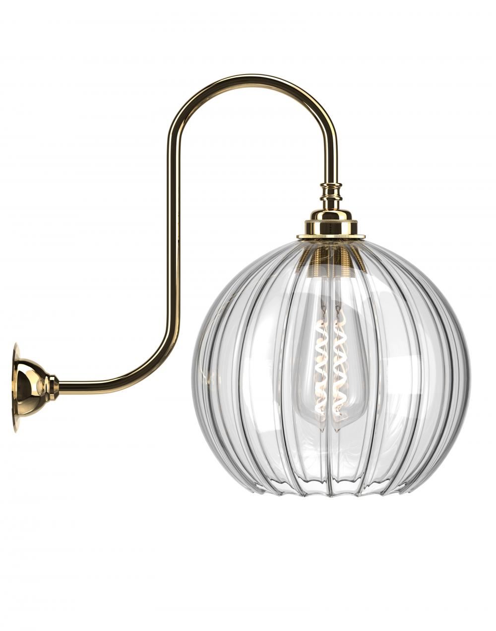 Hereford Swan Neck Wall Light Large Ribbed Polished Brass